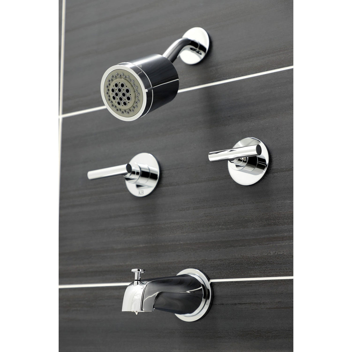 Manhattan KBX8141CML Two-Handle 4-Hole Wall Mount Tub and Shower Faucet, Polished Chrome