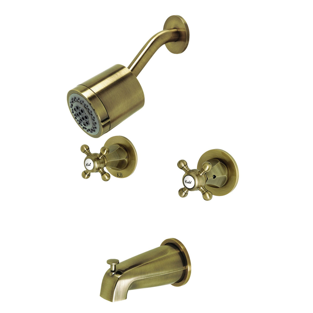 Metropolitan KBX8143BX Two-Handle 4-Hole Wall Mount Tub and Shower Faucet, Antique Brass