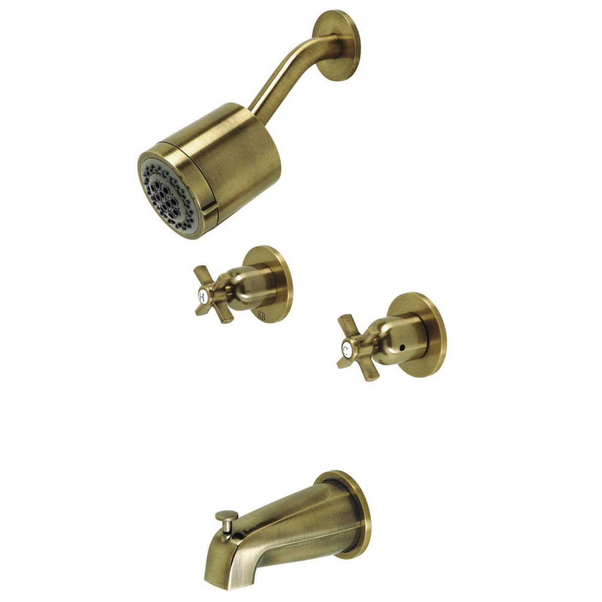 Millennium KBX8143ZX Two-Handle 4-Hole Wall Mount Tub and Shower Faucet, Antique Brass