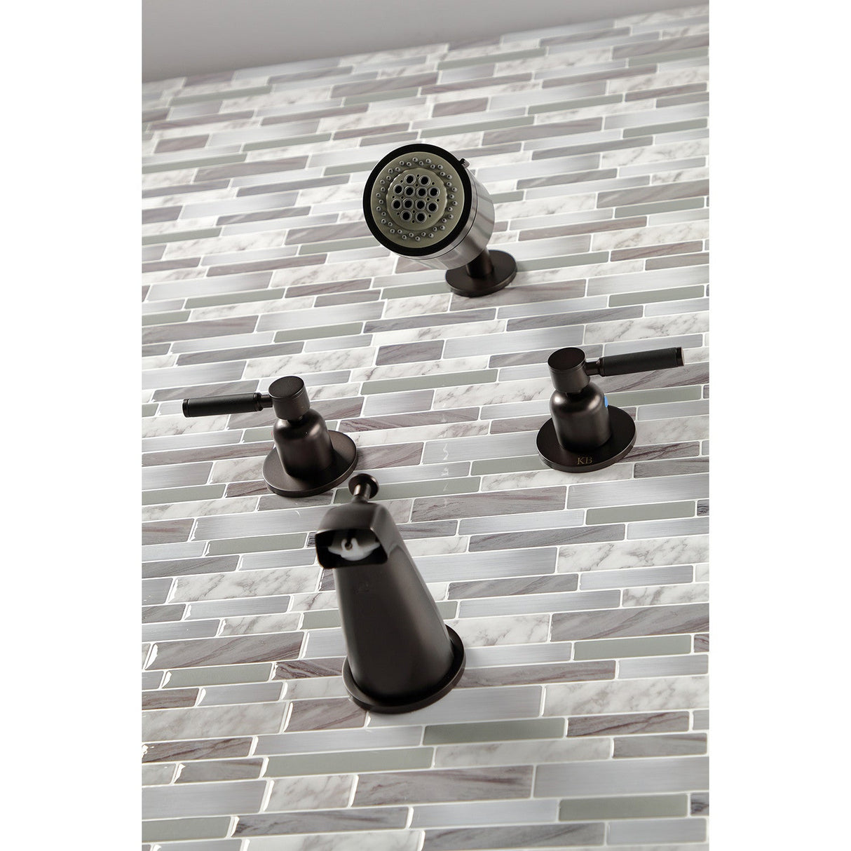 Kaiser KBX8145DKL Two-Handle 4-Hole Wall Mount Tub and Shower Faucet, Oil Rubbed Bronze