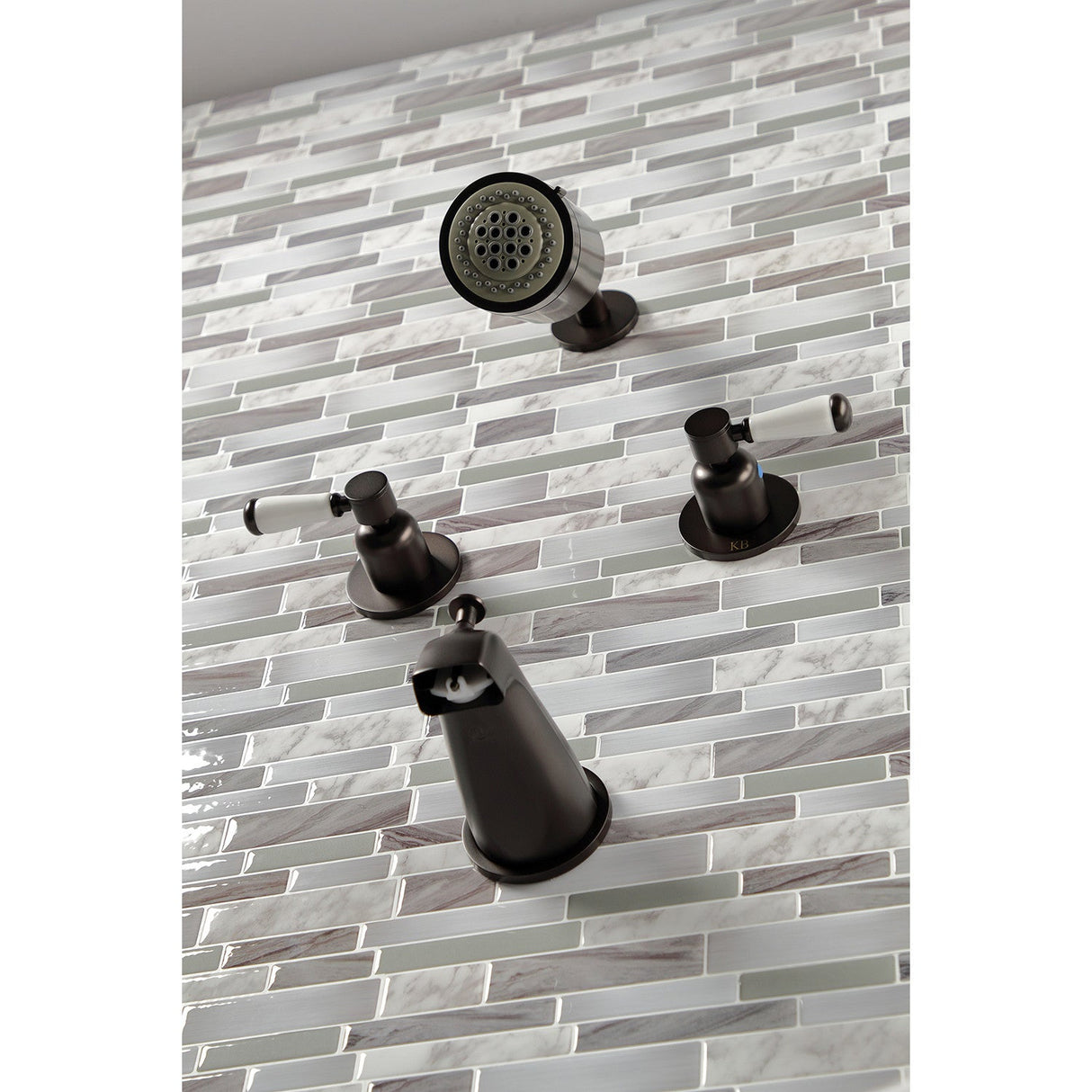 Paris KBX8145DPL Two-Handle 4-Hole Wall Mount Tub and Shower Faucet, Oil Rubbed Bronze