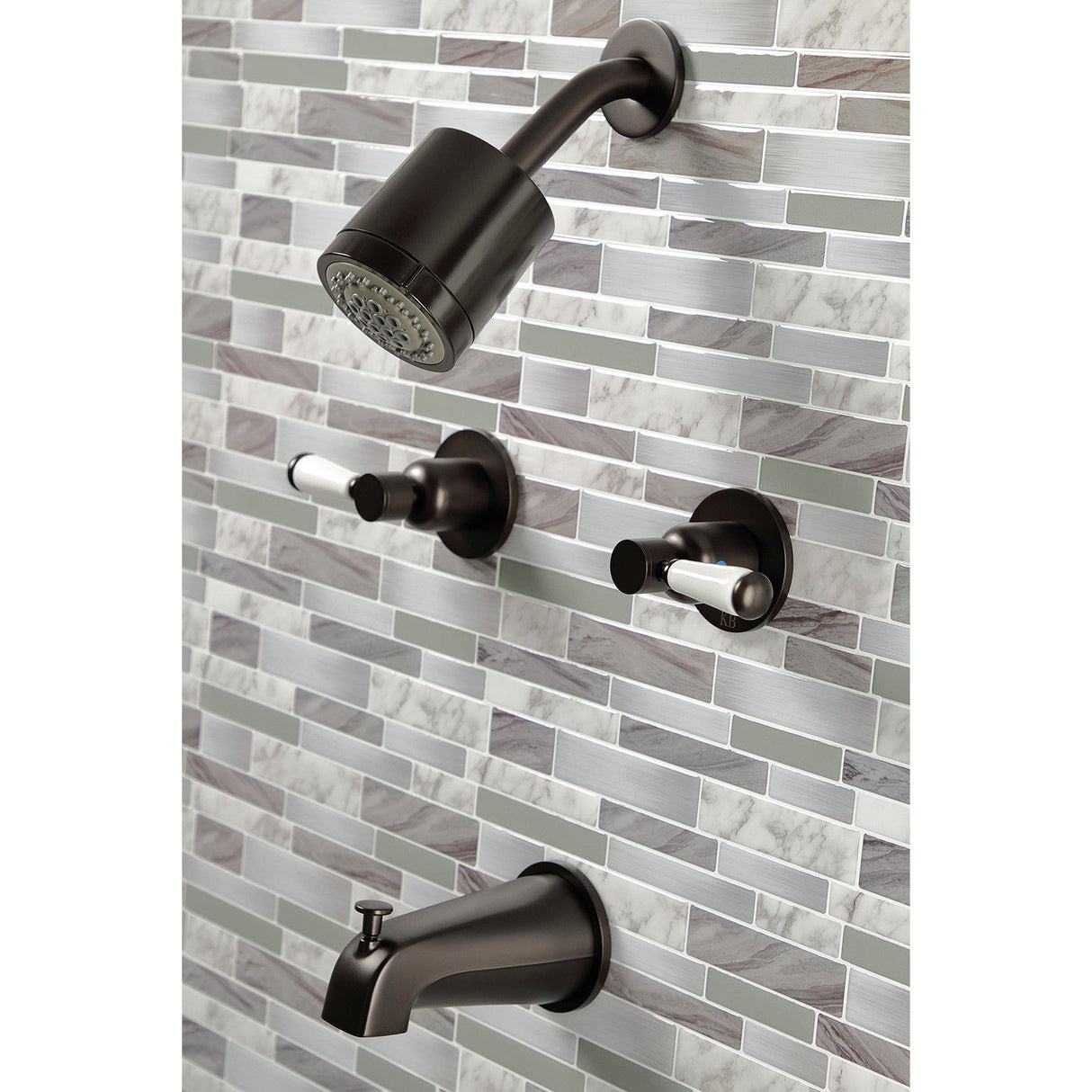 Paris KBX8145DPL Two-Handle 4-Hole Wall Mount Tub and Shower Faucet, Oil Rubbed Bronze