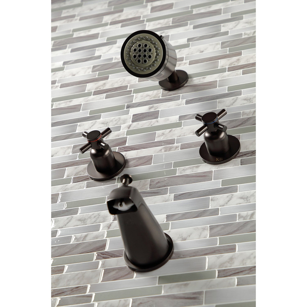 Concord KBX8145DX Two-Handle 4-Hole Wall Mount Tub and Shower Faucet, Oil Rubbed Bronze