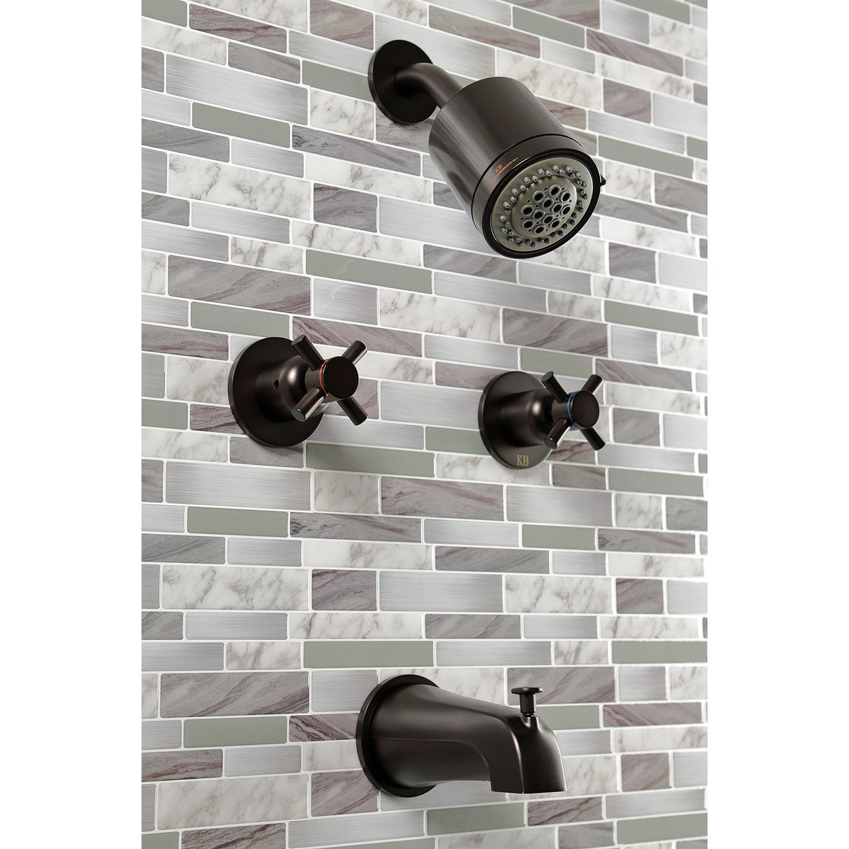 Concord KBX8145DX Two-Handle 4-Hole Wall Mount Tub and Shower Faucet, Oil Rubbed Bronze