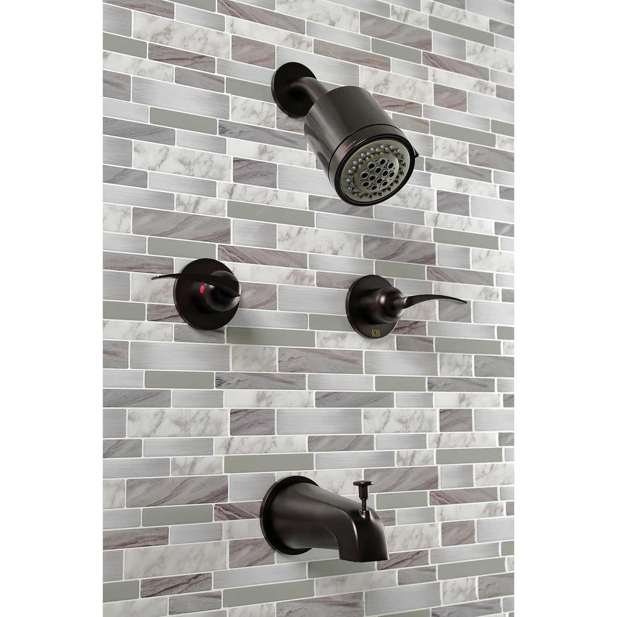 Centurion KBX8145EFL Two-Handle 4-Hole Wall Mount Tub and Shower Faucet, Oil Rubbed Bronze