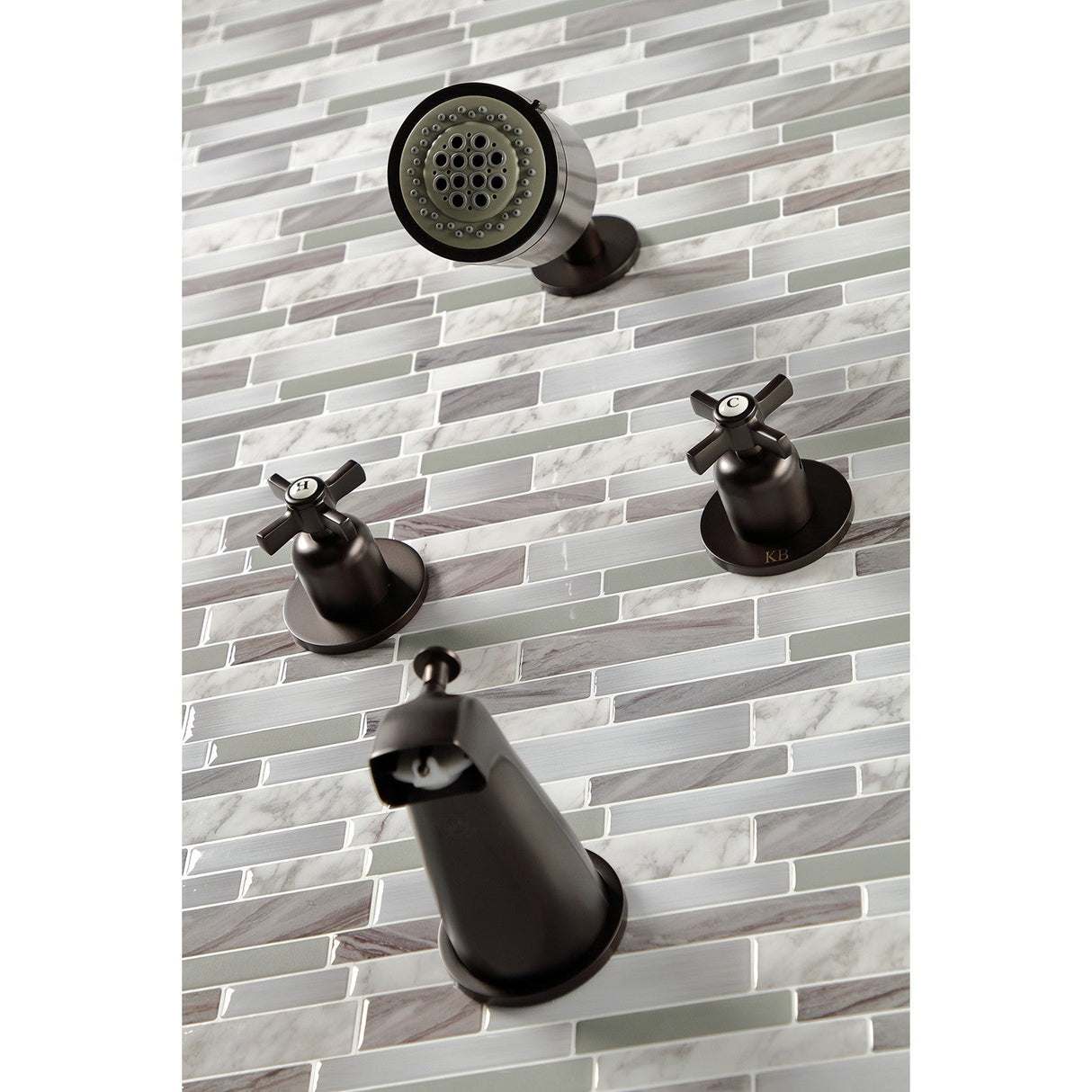 Millennium KBX8145ZX Two-Handle 4-Hole Wall Mount Tub and Shower Faucet, Oil Rubbed Bronze