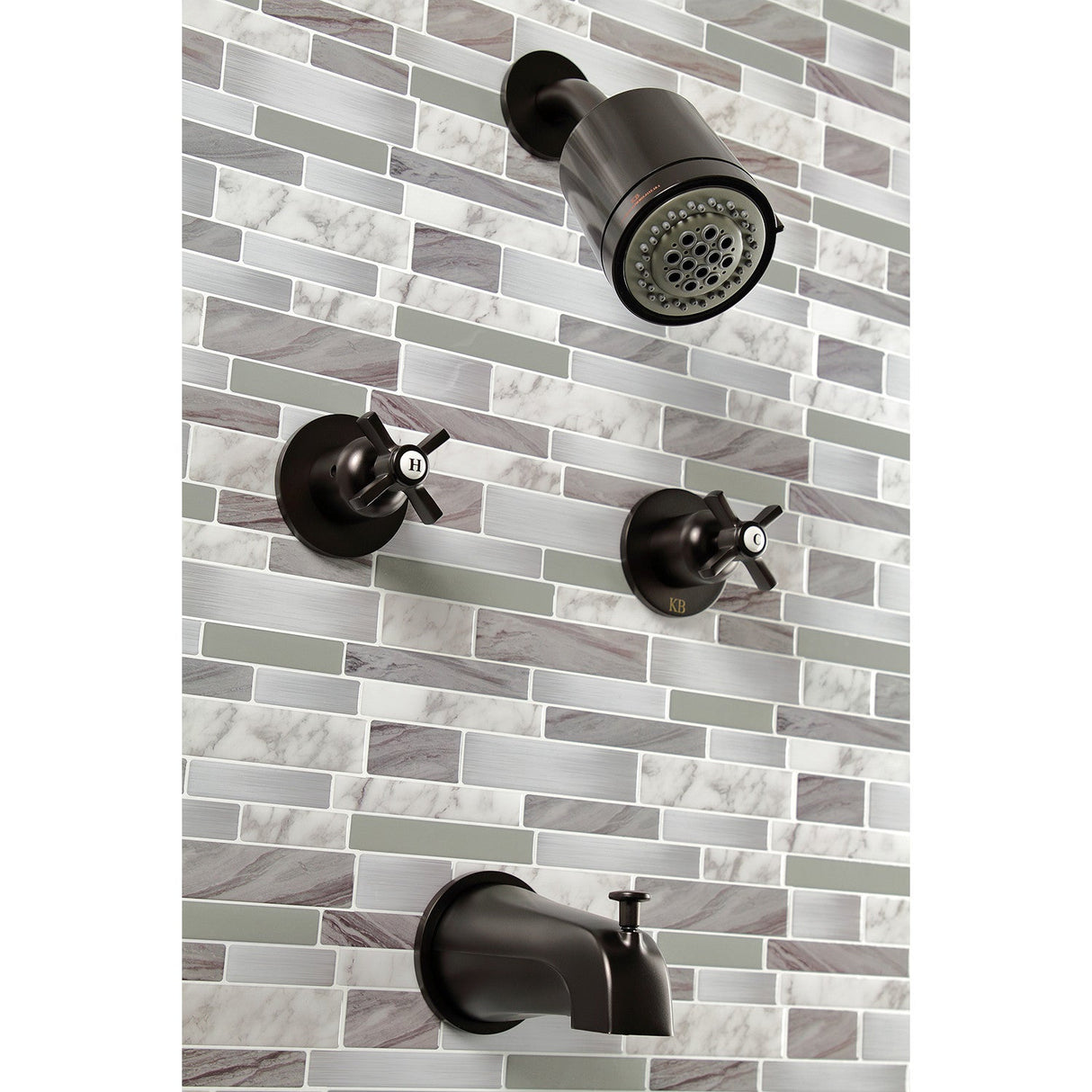 Millennium KBX8145ZX Two-Handle 4-Hole Wall Mount Tub and Shower Faucet, Oil Rubbed Bronze