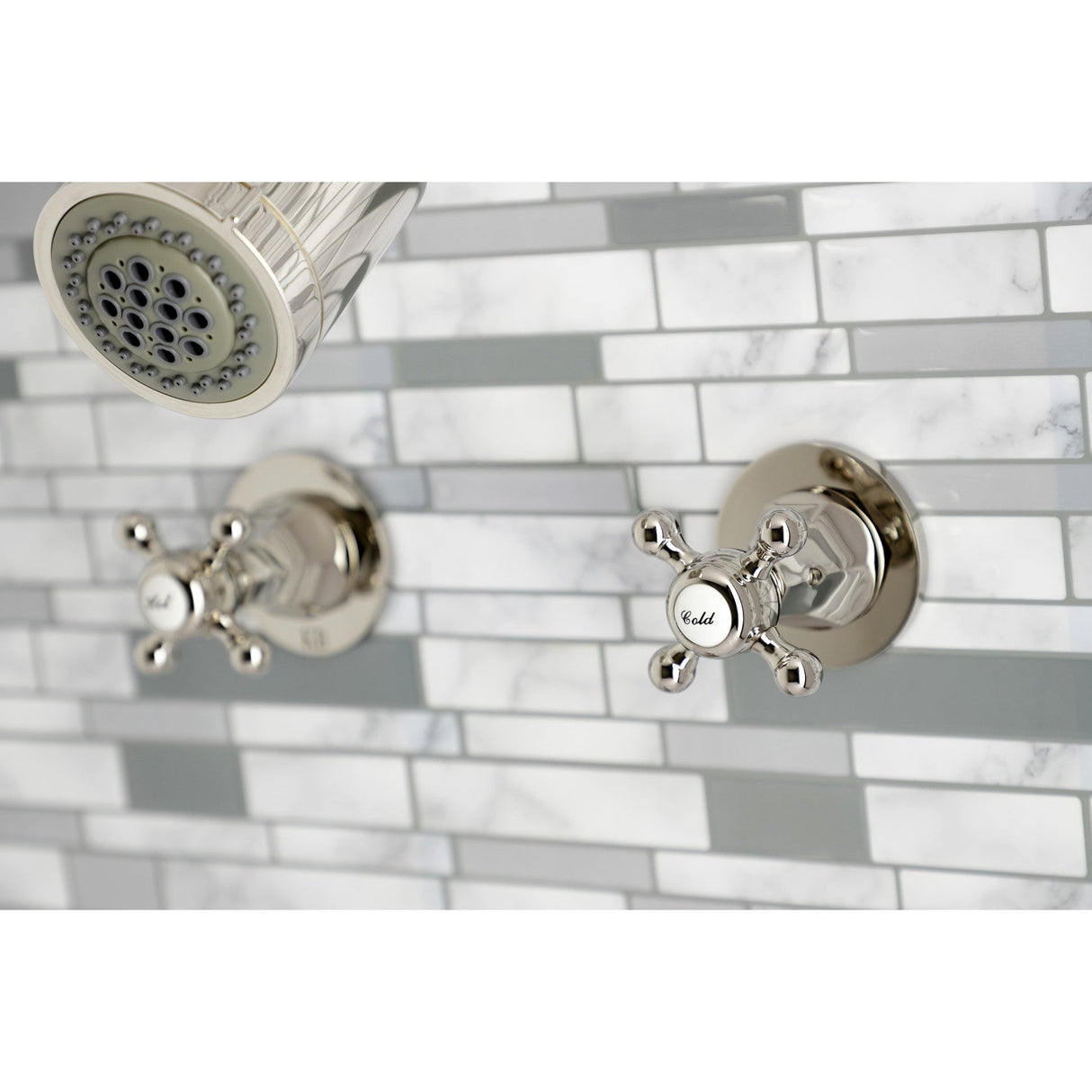 Metropolitan KBX8146BX Two-Handle 4-Hole Wall Mount Tub and Shower Faucet, Polished Nickel