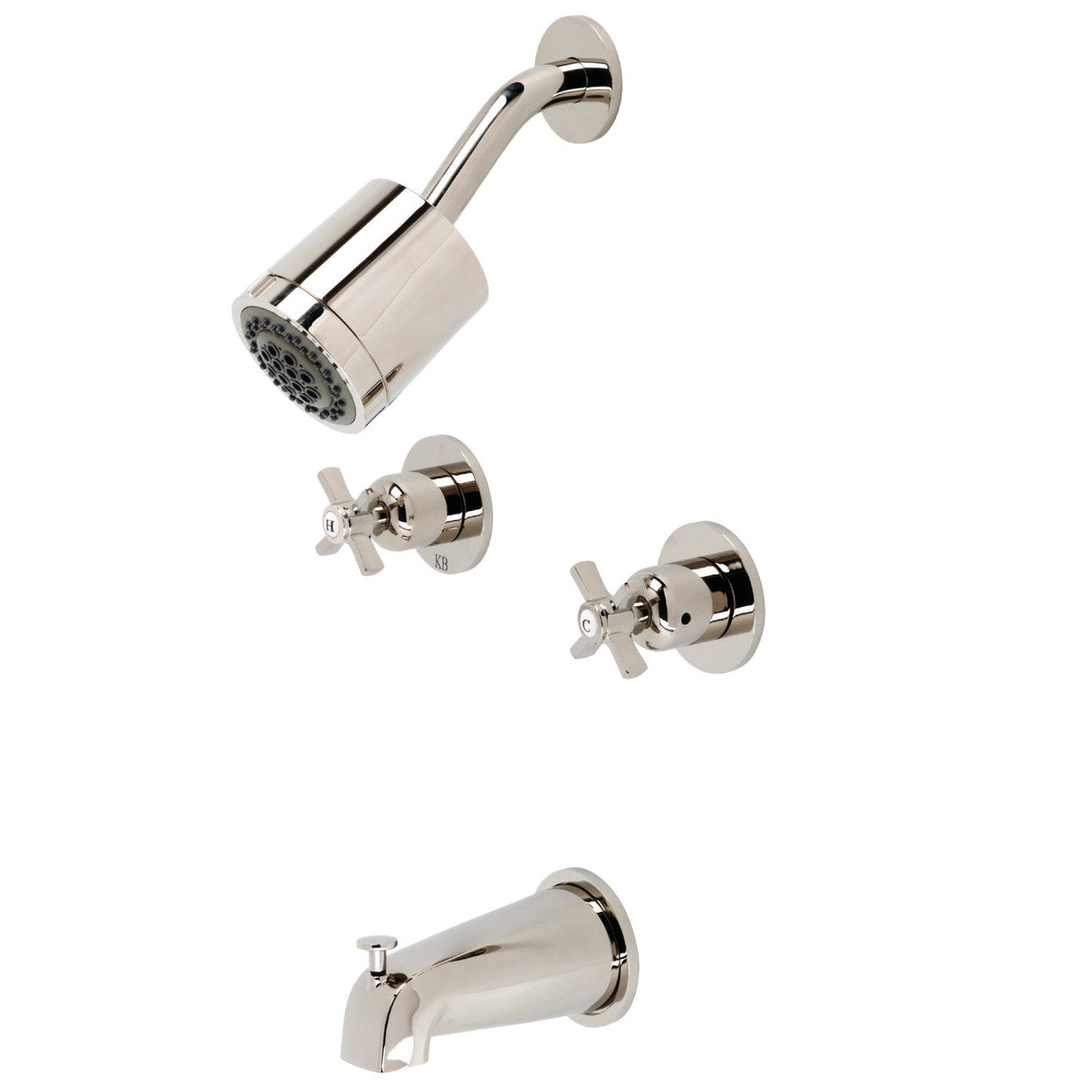 Millennium KBX8146ZX Two-Handle 4-Hole Wall Mount Tub and Shower Faucet, Polished Nickel