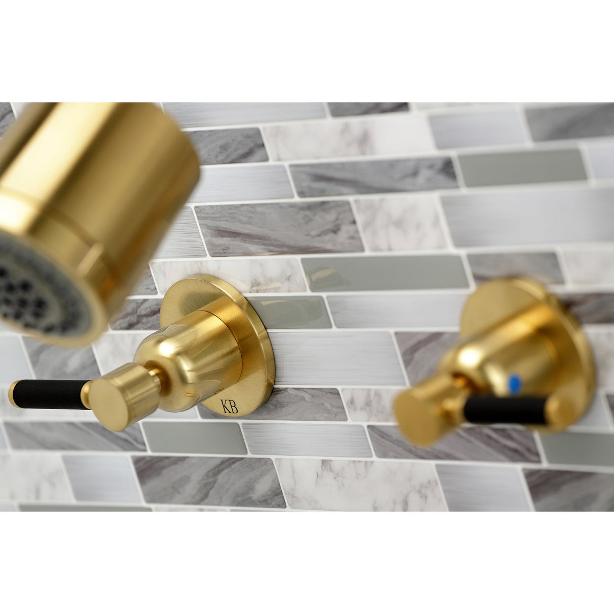 Kaiser KBX8147DKL Two-Handle 4-Hole Wall Mount Tub and Shower Faucet, Brushed Brass