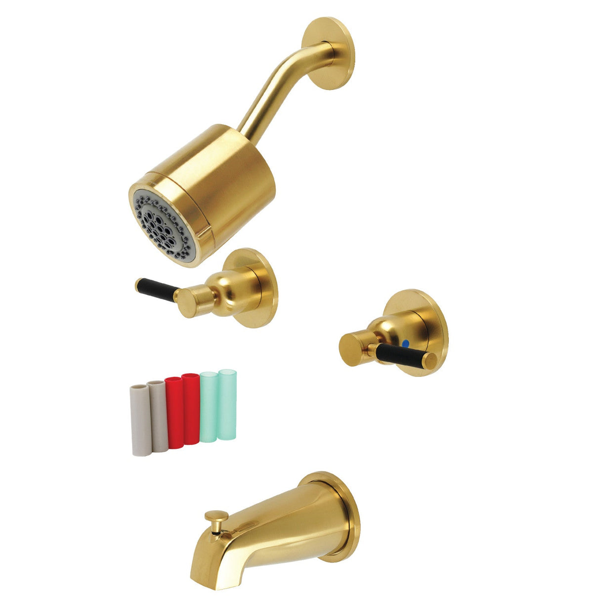 Kaiser KBX8147DKL Two-Handle 4-Hole Wall Mount Tub and Shower Faucet, Brushed Brass