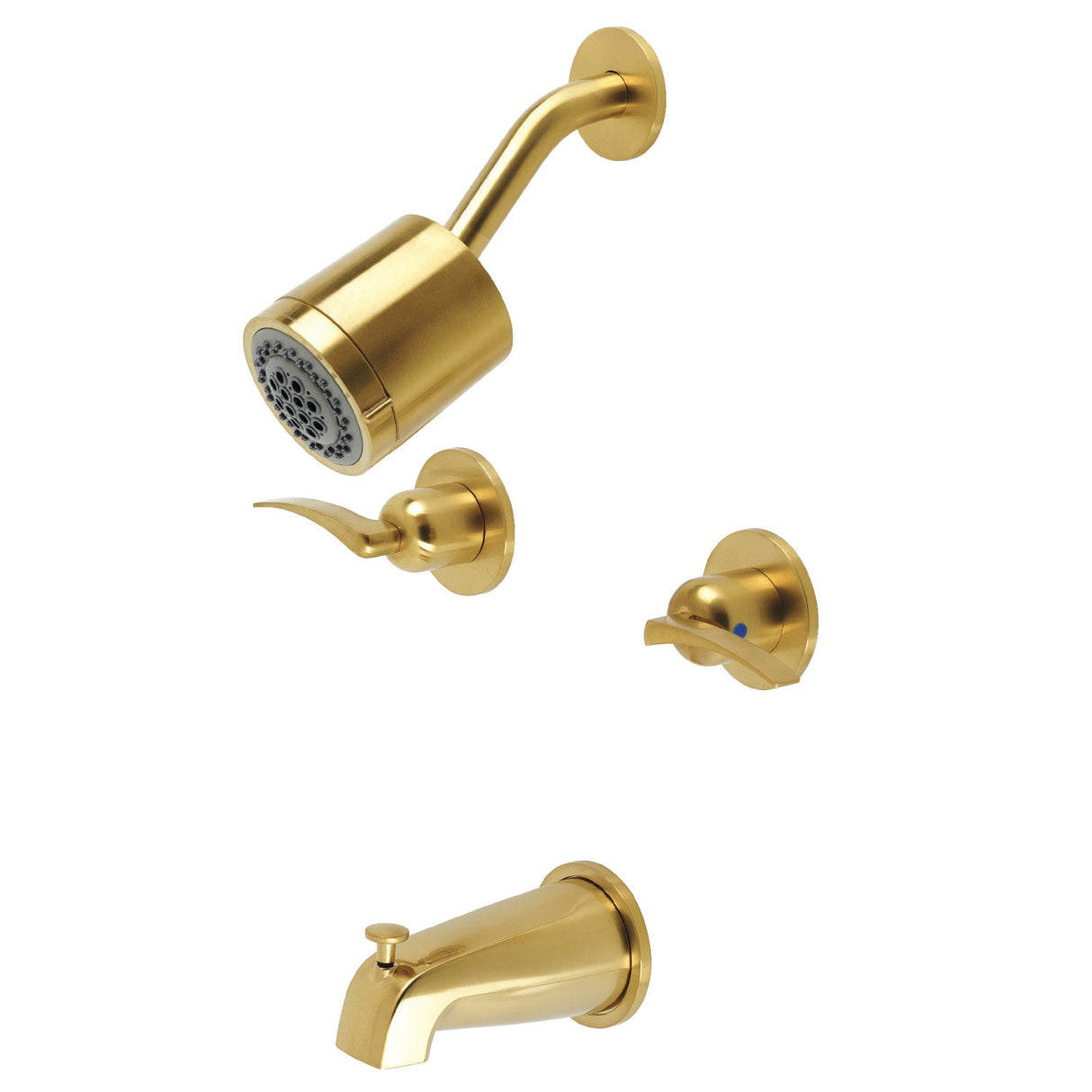 Centurion KBX8147EFL Two-Handle 4-Hole Wall Mount Tub and Shower Faucet, Brushed Brass