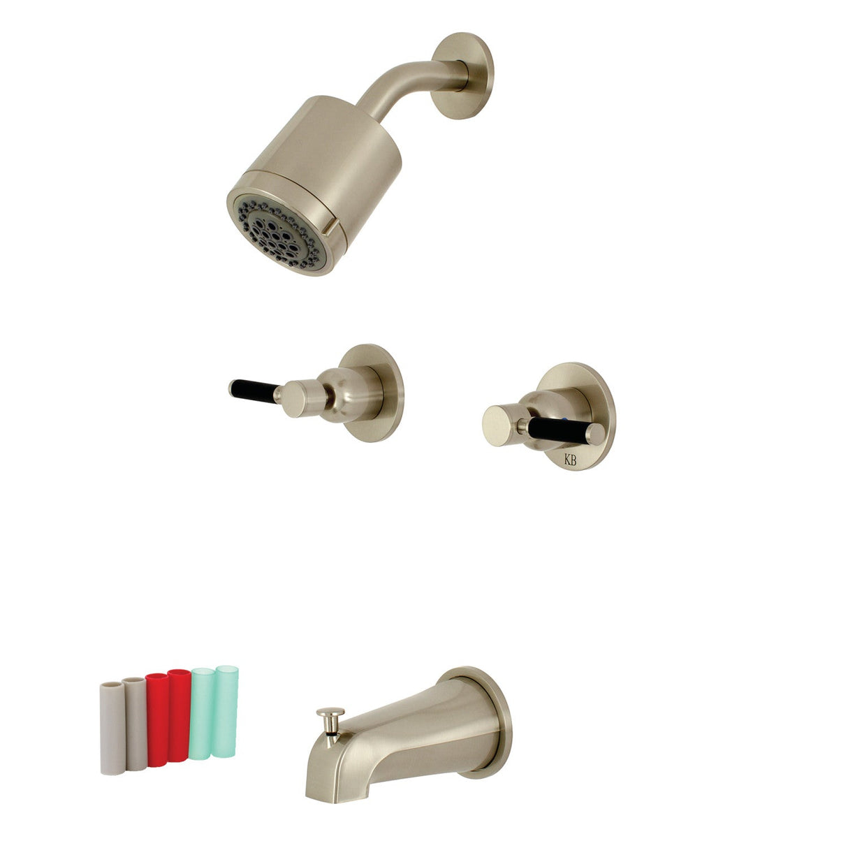 Kaiser KBX8148DKL Two-Handle 4-Hole Wall Mount Tub and Shower Faucet, Brushed Nickel