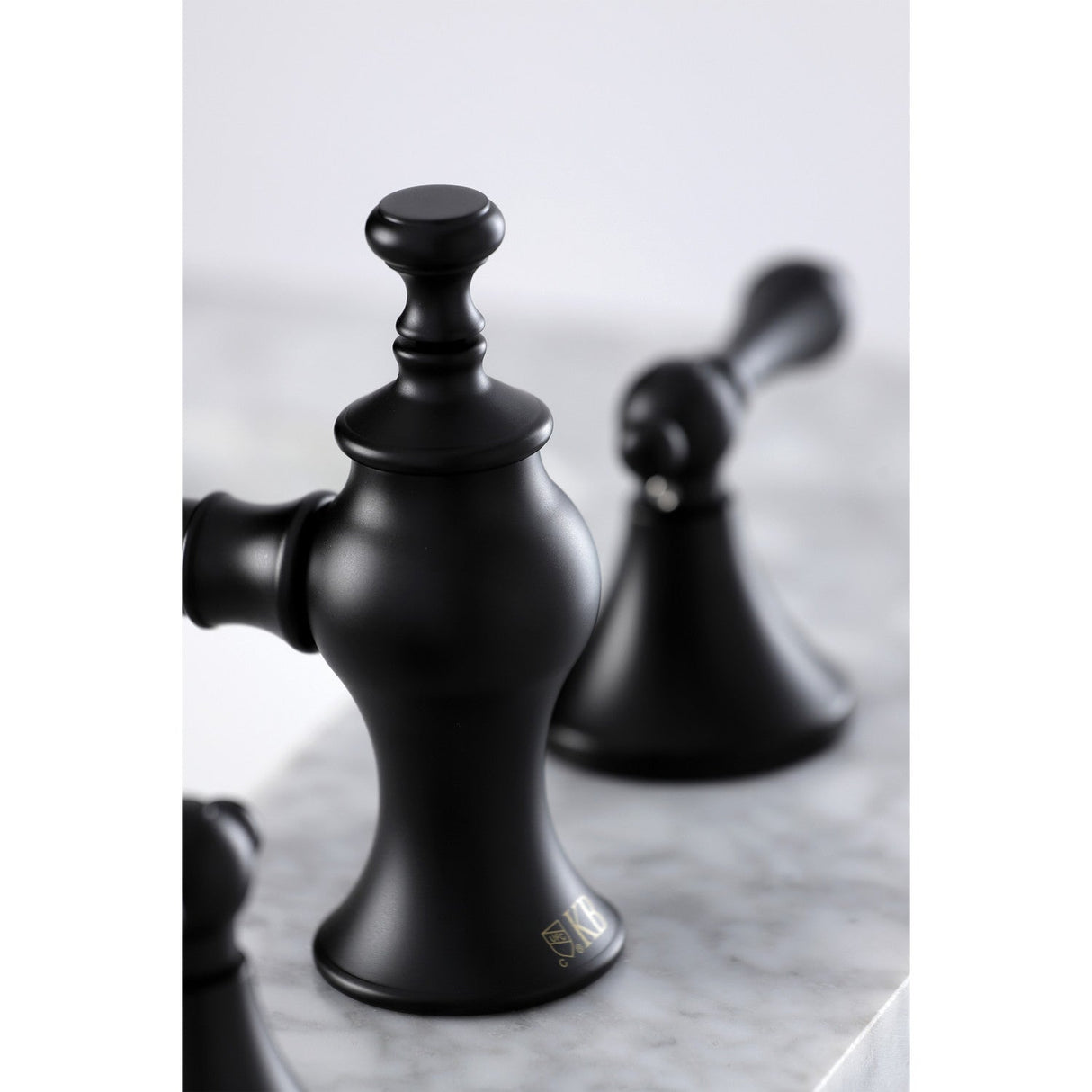 Vintage KC7060AL Two-Handle 3-Hole Deck Mount Widespread Bathroom Faucet with Brass Pop-Up, Matte Black