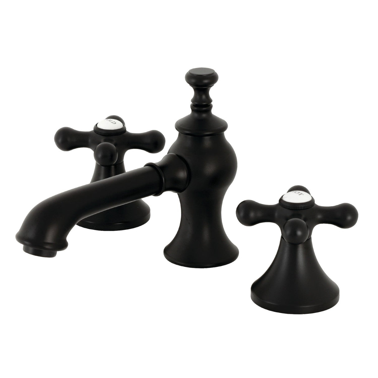 Vintage KC7060AX Two-Handle 3-Hole Deck Mount Widespread Bathroom Faucet with Brass Pop-Up, Matte Black
