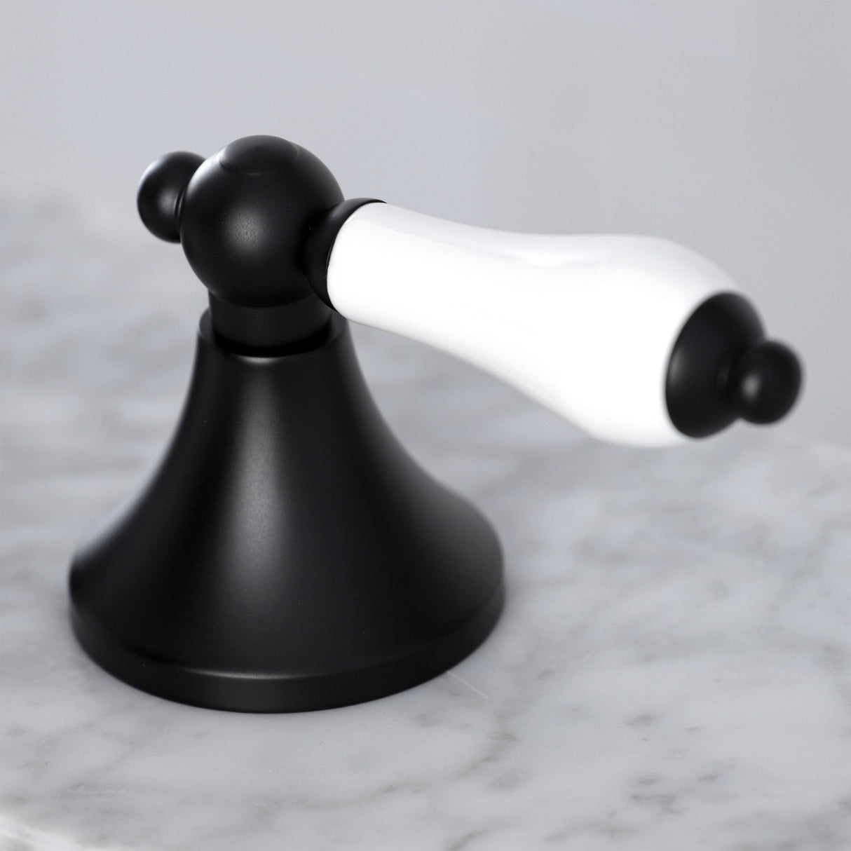 Vintage KC7060PL Two-Handle 3-Hole Deck Mount Widespread Bathroom Faucet with Brass Pop-Up, Matte Black