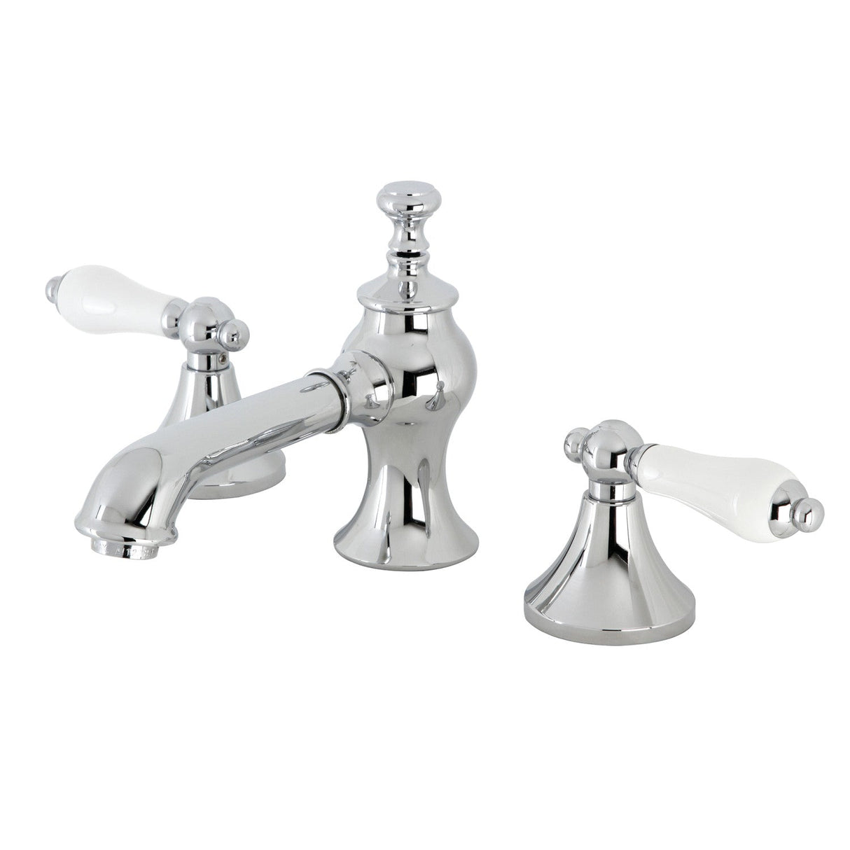 Vintage KC7061PL Two-Handle 3-Hole Deck Mount Widespread Bathroom Faucet with Brass Pop-Up, Polished Chrome