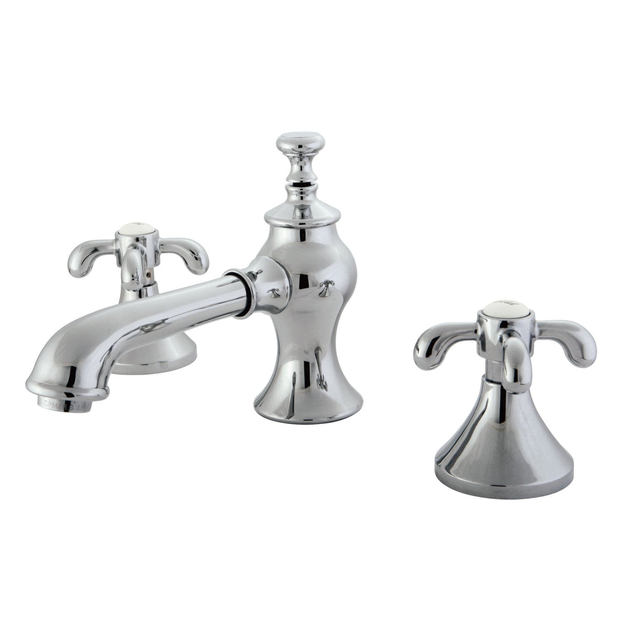 French Country KC7061TX Two-Handle 3-Hole Deck Mount Widespread Bathroom Faucet with Brass Pop-Up, Polished Chrome