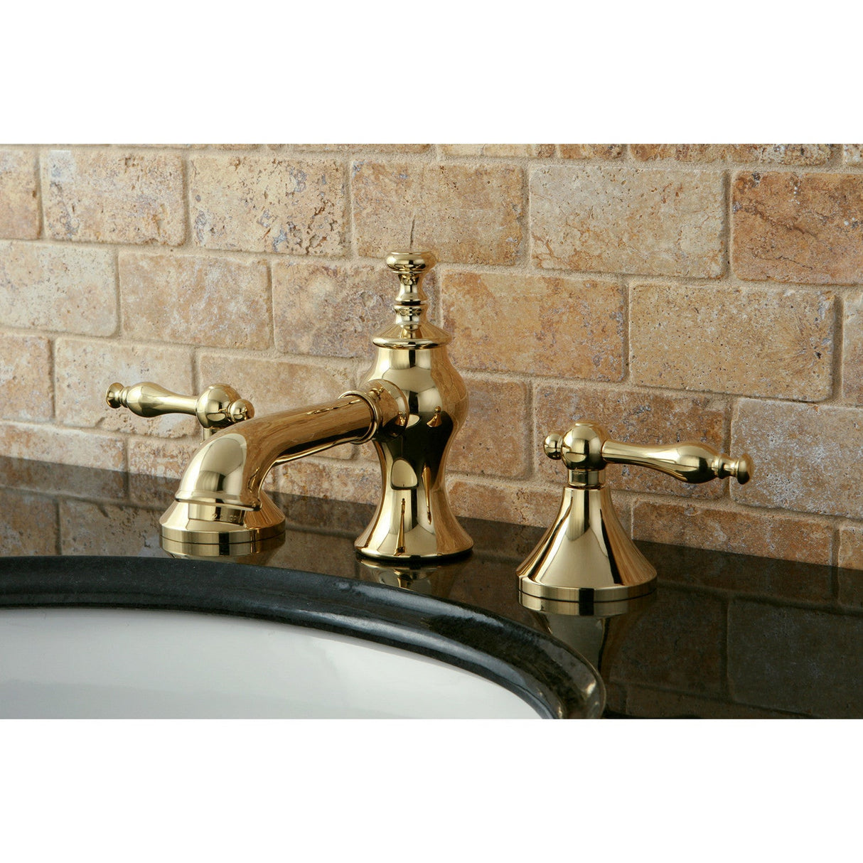 Naples KC7062NL Two-Handle 3-Hole Deck Mount Widespread Bathroom Faucet with Brass Pop-Up, Polished Brass