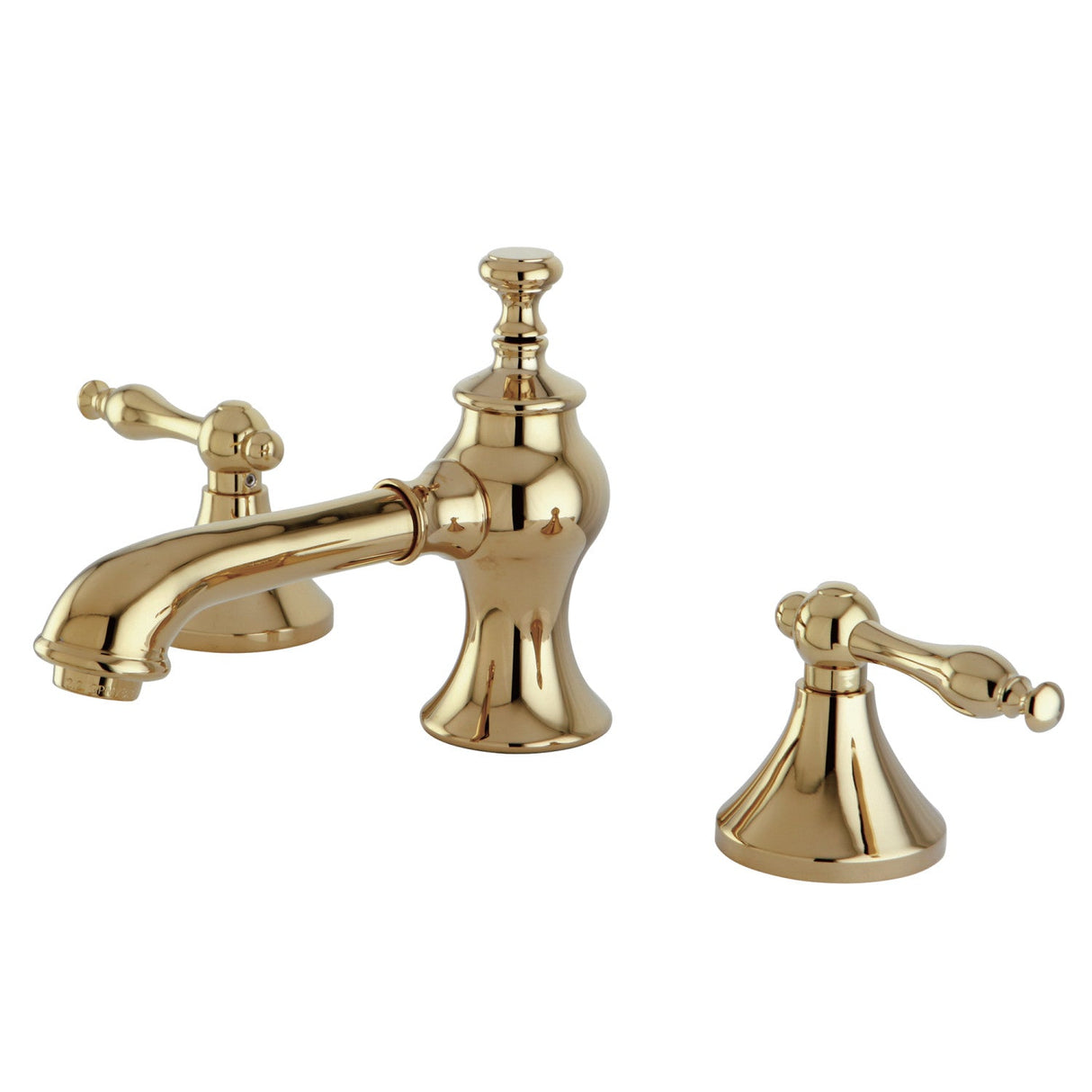 Naples KC7062NL Two-Handle 3-Hole Deck Mount Widespread Bathroom Faucet with Brass Pop-Up, Polished Brass