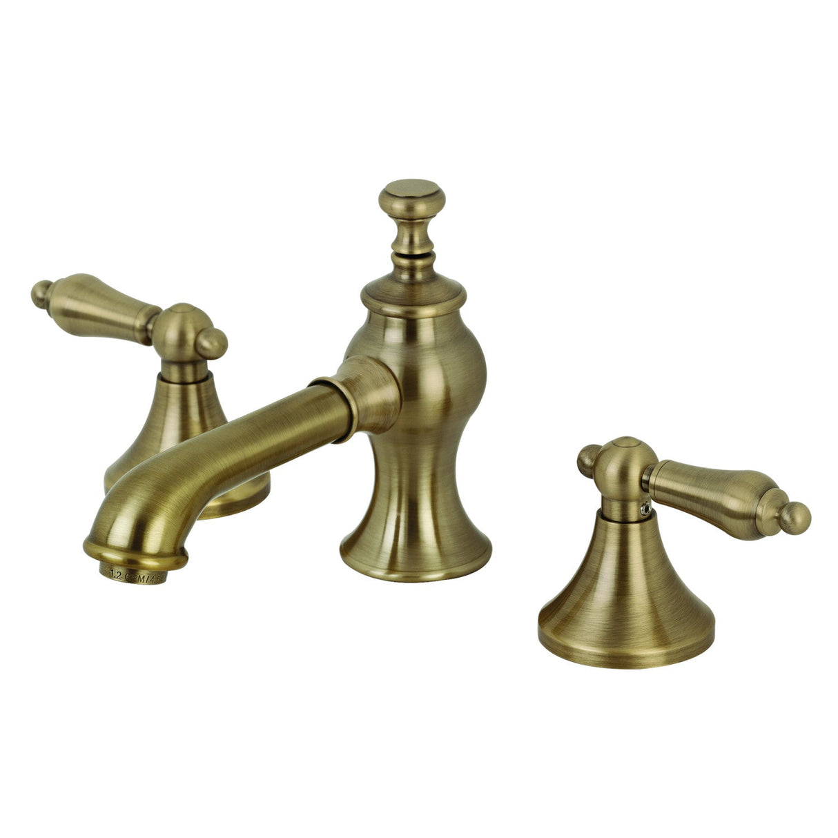 Vintage KC7063AL Two-Handle 3-Hole Deck Mount Widespread Bathroom Faucet with Brass Pop-Up, Antique Brass