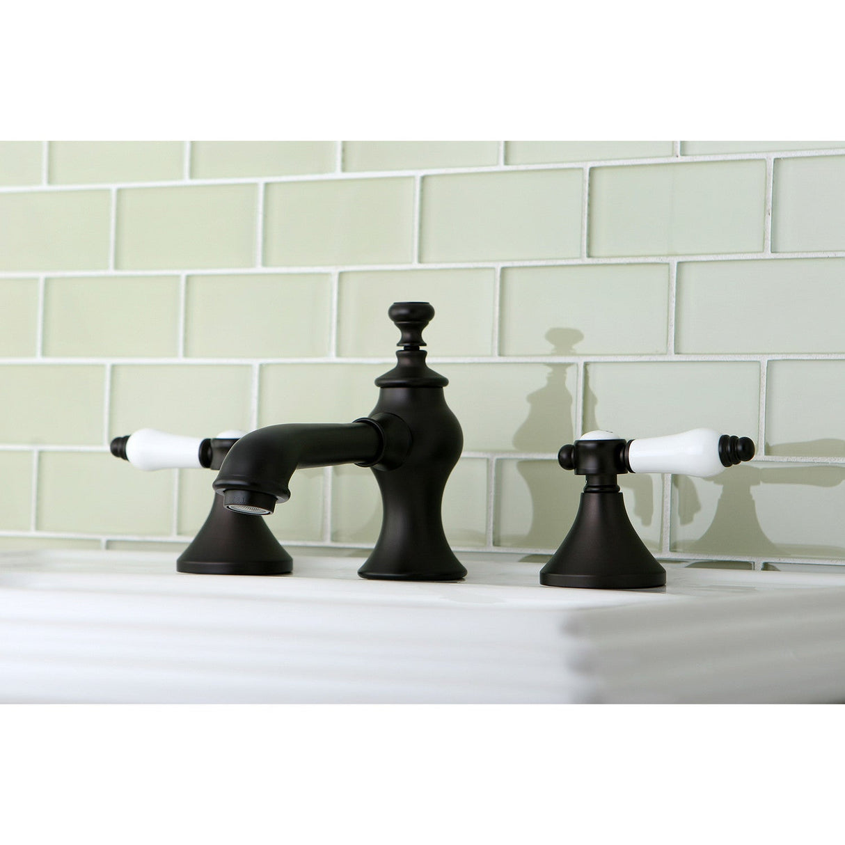 Bel-Air KC7065BPL Two-Handle 3-Hole Deck Mount Widespread Bathroom Faucet with Brass Pop-Up, Oil Rubbed Bronze