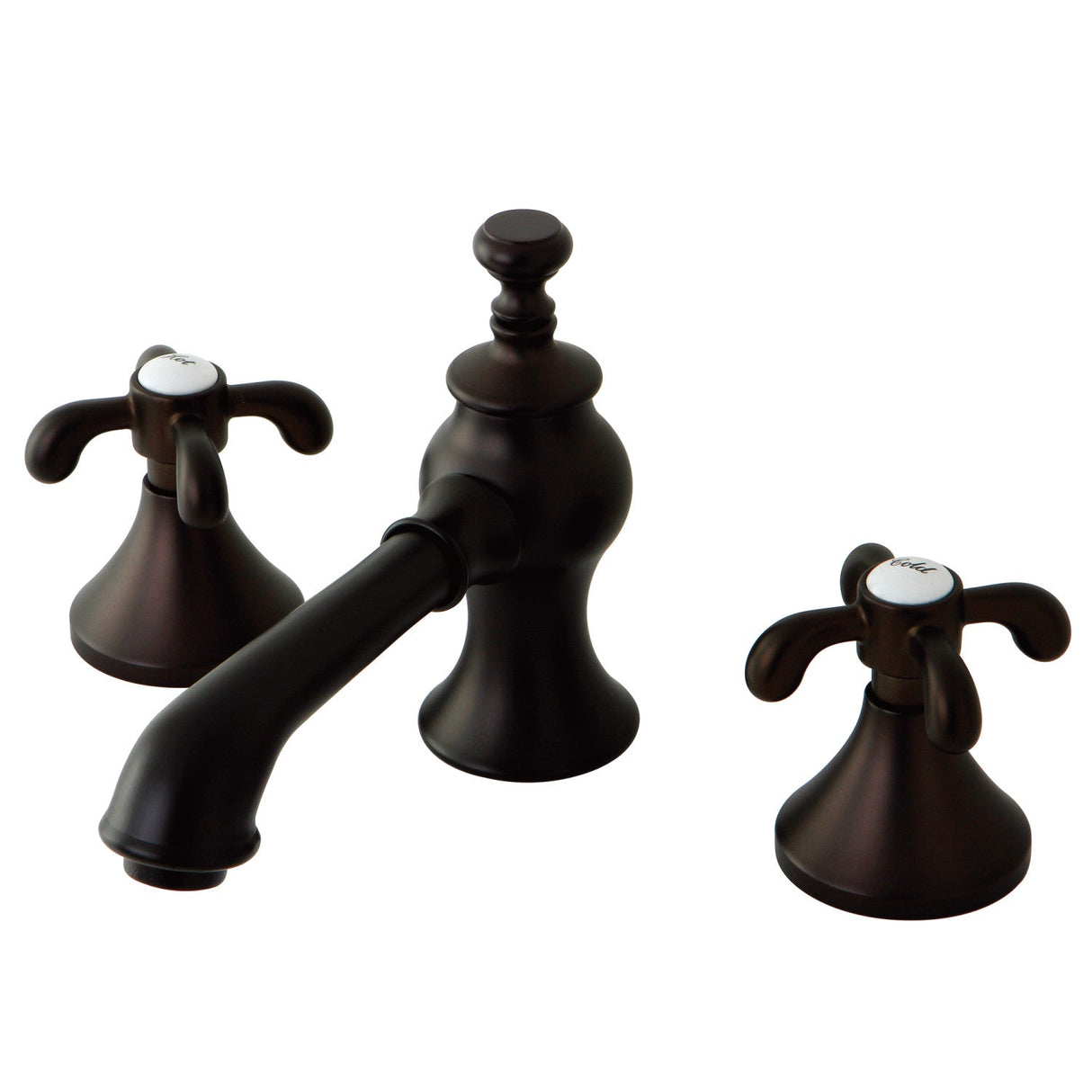 French Country KC7065TX Two-Handle 3-Hole Deck Mount Widespread Bathroom Faucet with Brass Pop-Up, Oil Rubbed Bronze