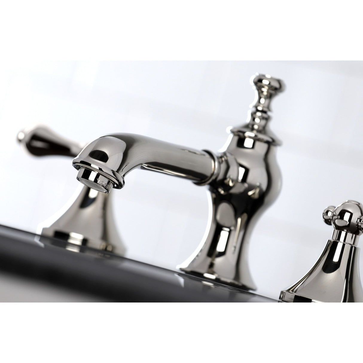Vintage KC7066AL Two-Handle 3-Hole Deck Mount Widespread Bathroom Faucet with Brass Pop-Up, Polished Nickel