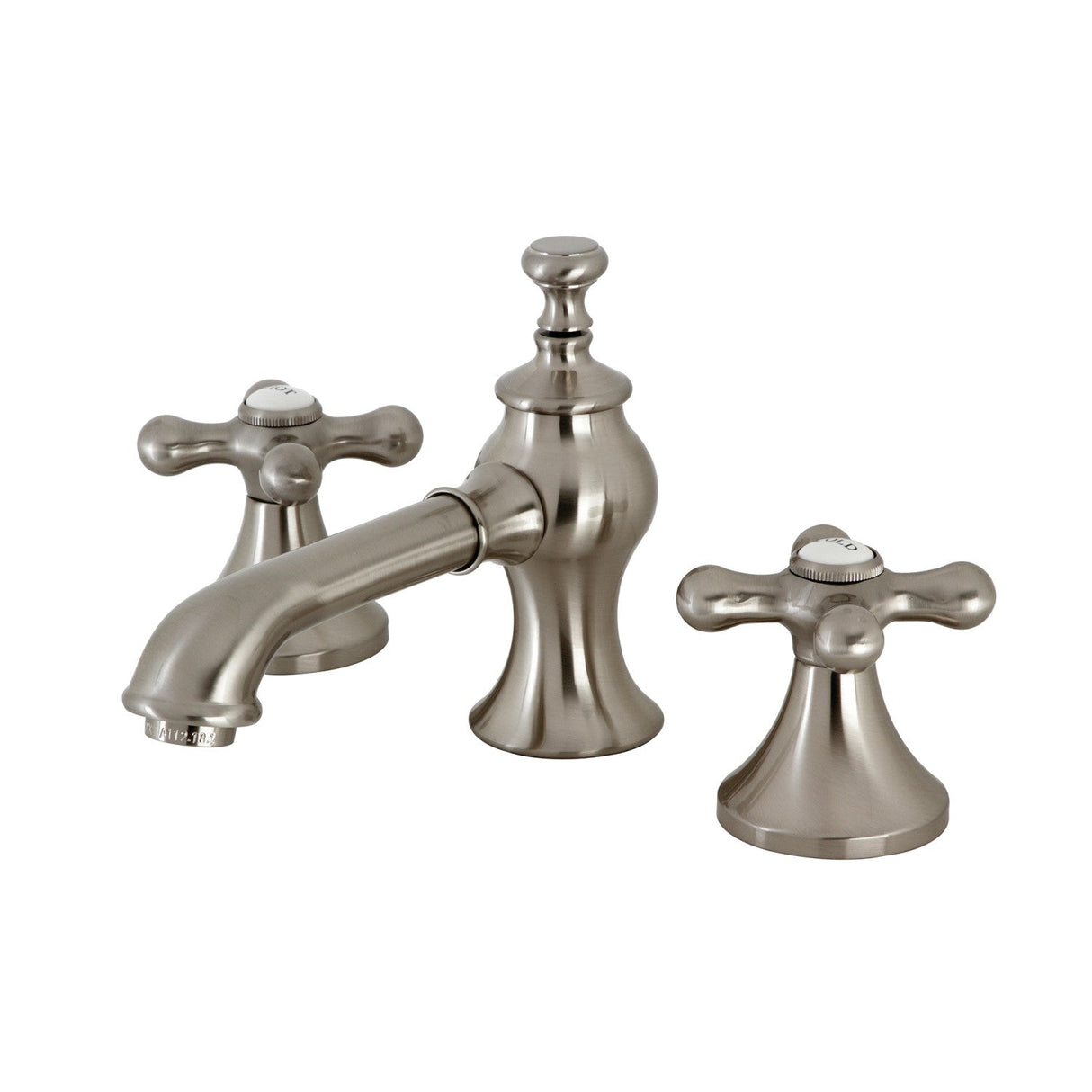 Vintage KC7068AX Two-Handle 3-Hole Deck Mount Widespread Bathroom Faucet with Brass Pop-Up, Brushed Nickel