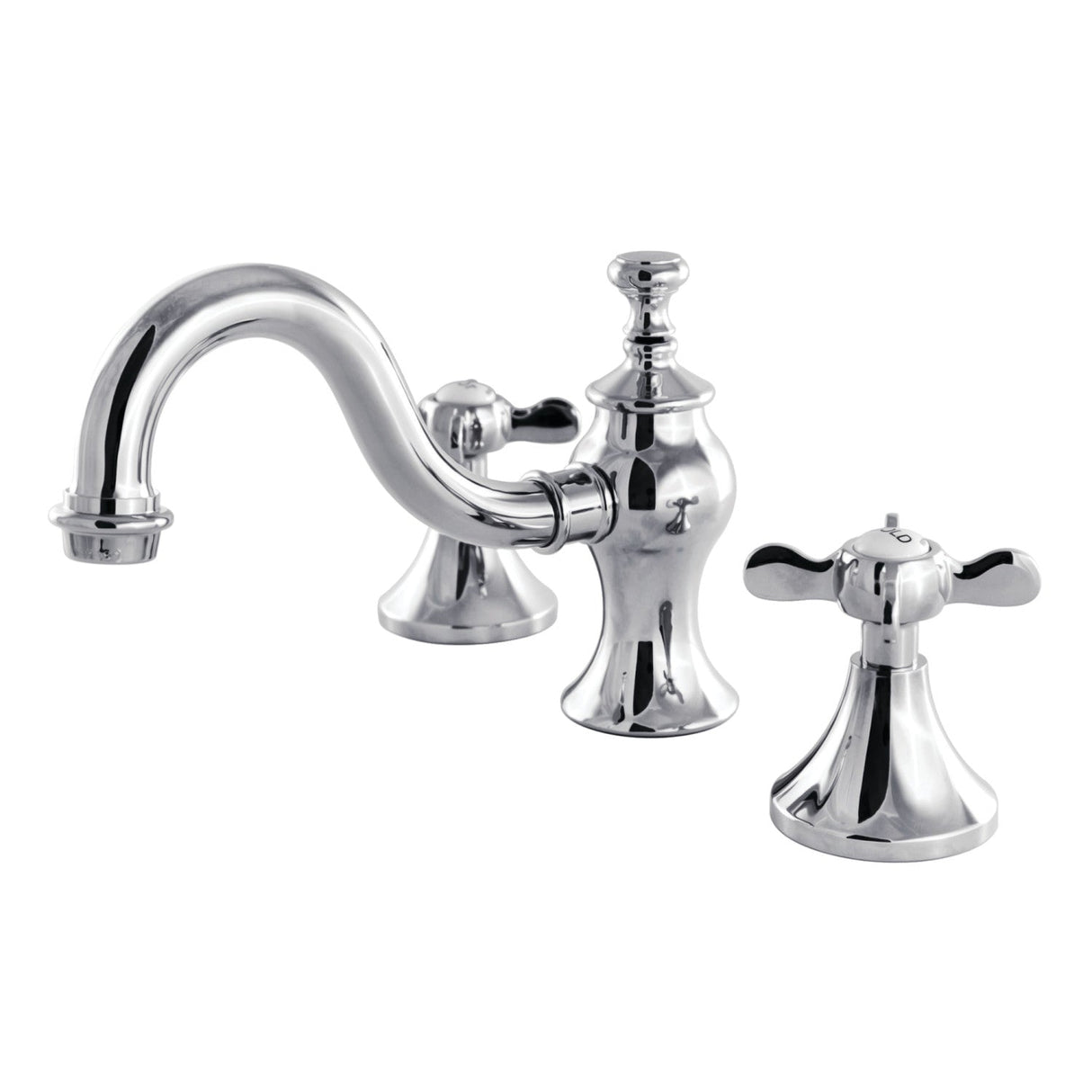 Essex KC7161BEX Two-Handle 3-Hole Deck Mount Widespread Bathroom Faucet with Brass Pop-Up, Polished Chrome