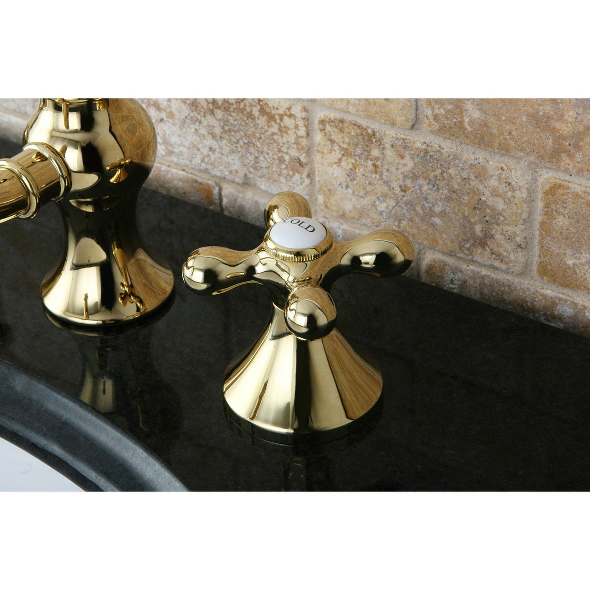 Vintage KC7162AX Two-Handle 3-Hole Deck Mount Widespread Bathroom Faucet with Brass Pop-Up, Polished Brass