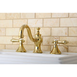 Bel-Air KC7162BAL Two-Handle 3-Hole Deck Mount Widespread Bathroom Faucet with Brass Pop-Up, Polished Brass