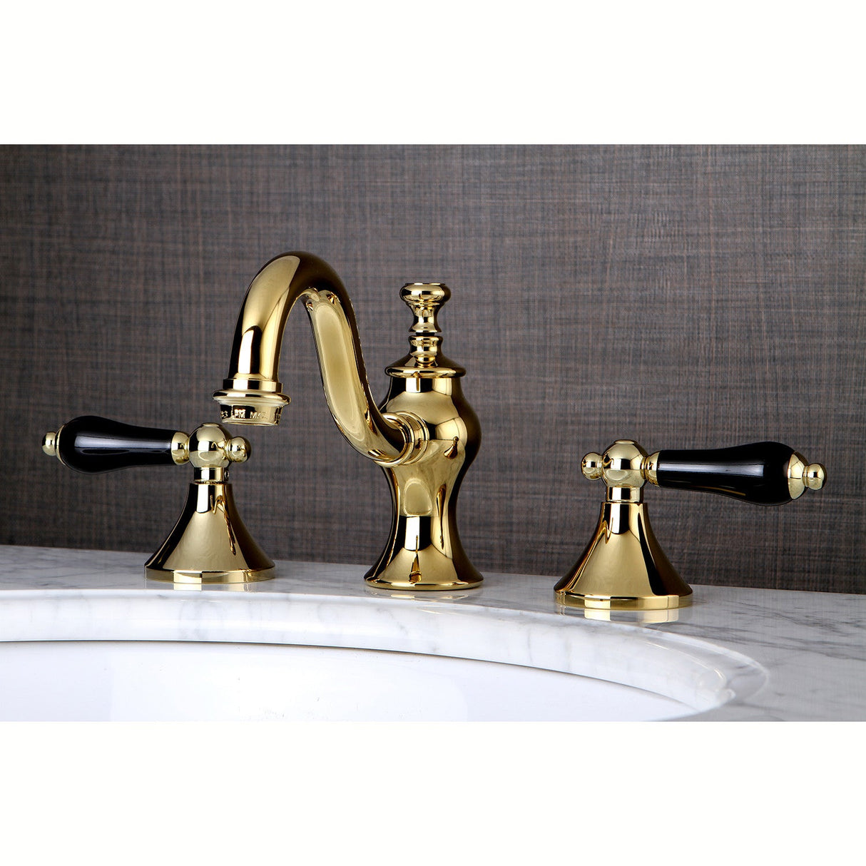 Duchess KC7162PKL Two-Handle 3-Hole Deck Mount Widespread Bathroom Faucet with Brass Pop-Up, Polished Brass