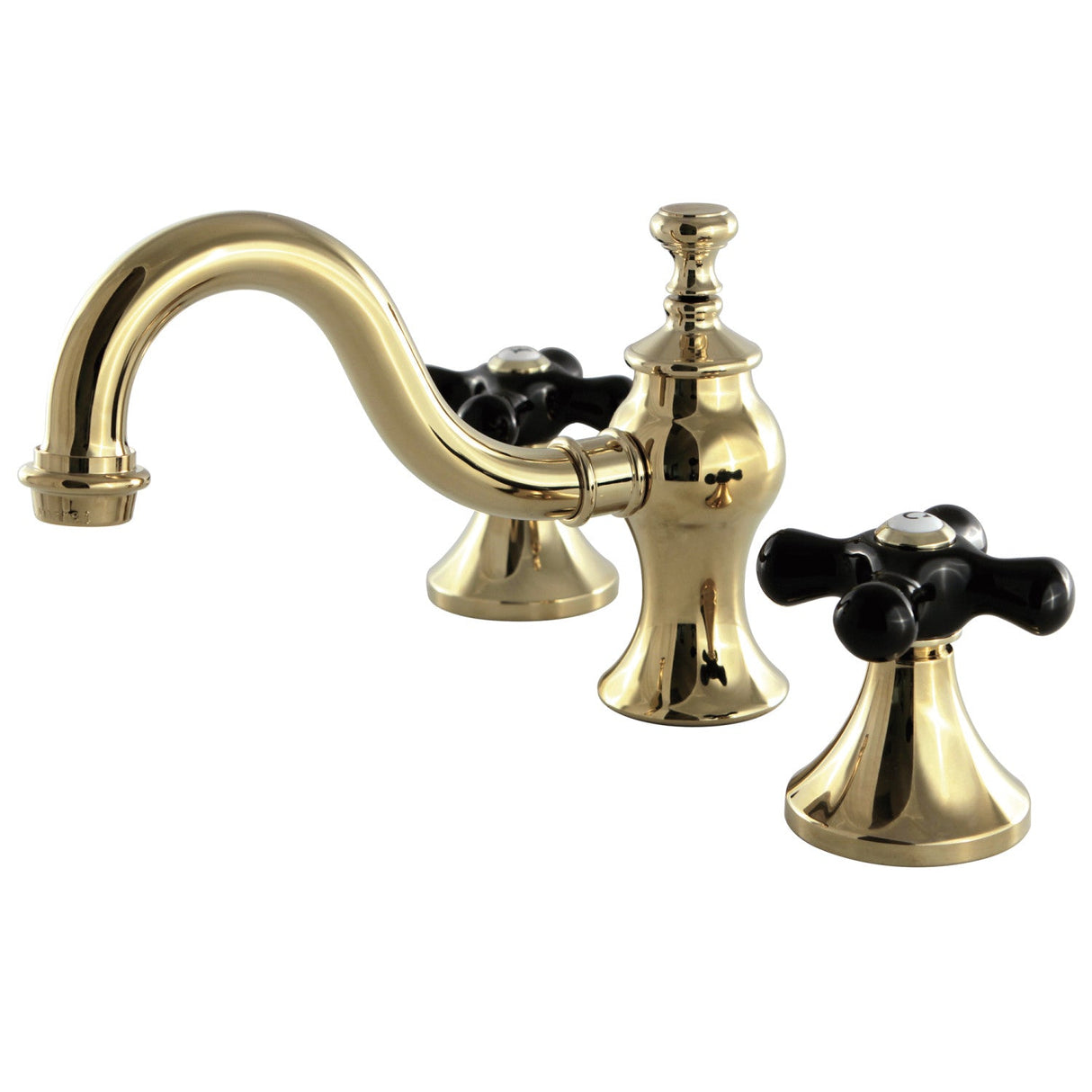 Duchess KC7162PKX Two-Handle 3-Hole Deck Mount Widespread Bathroom Faucet with Brass Pop-Up, Polished Brass