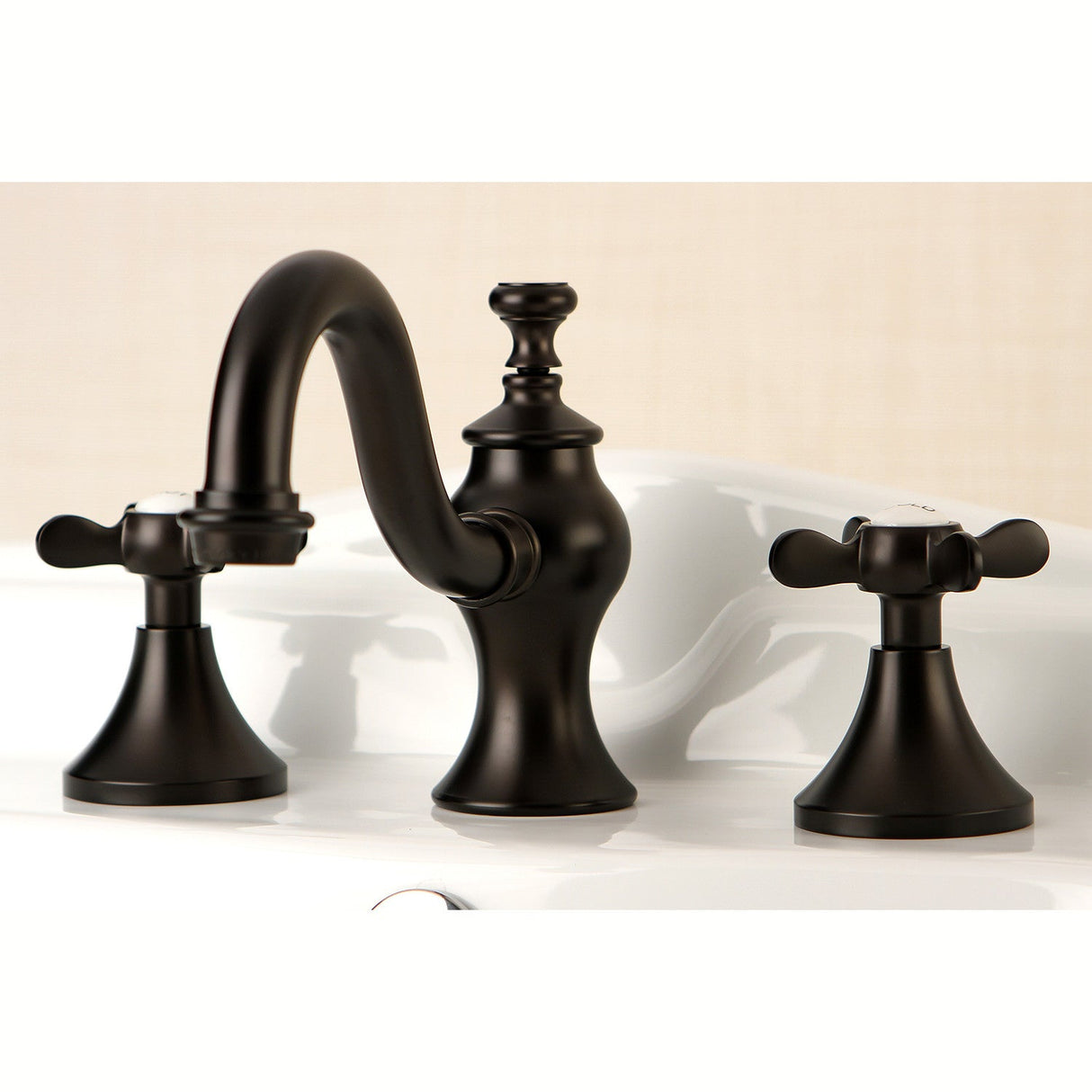 Essex KC7165BEX Two-Handle 3-Hole Deck Mount Widespread Bathroom Faucet with Brass Pop-Up, Oil Rubbed Bronze
