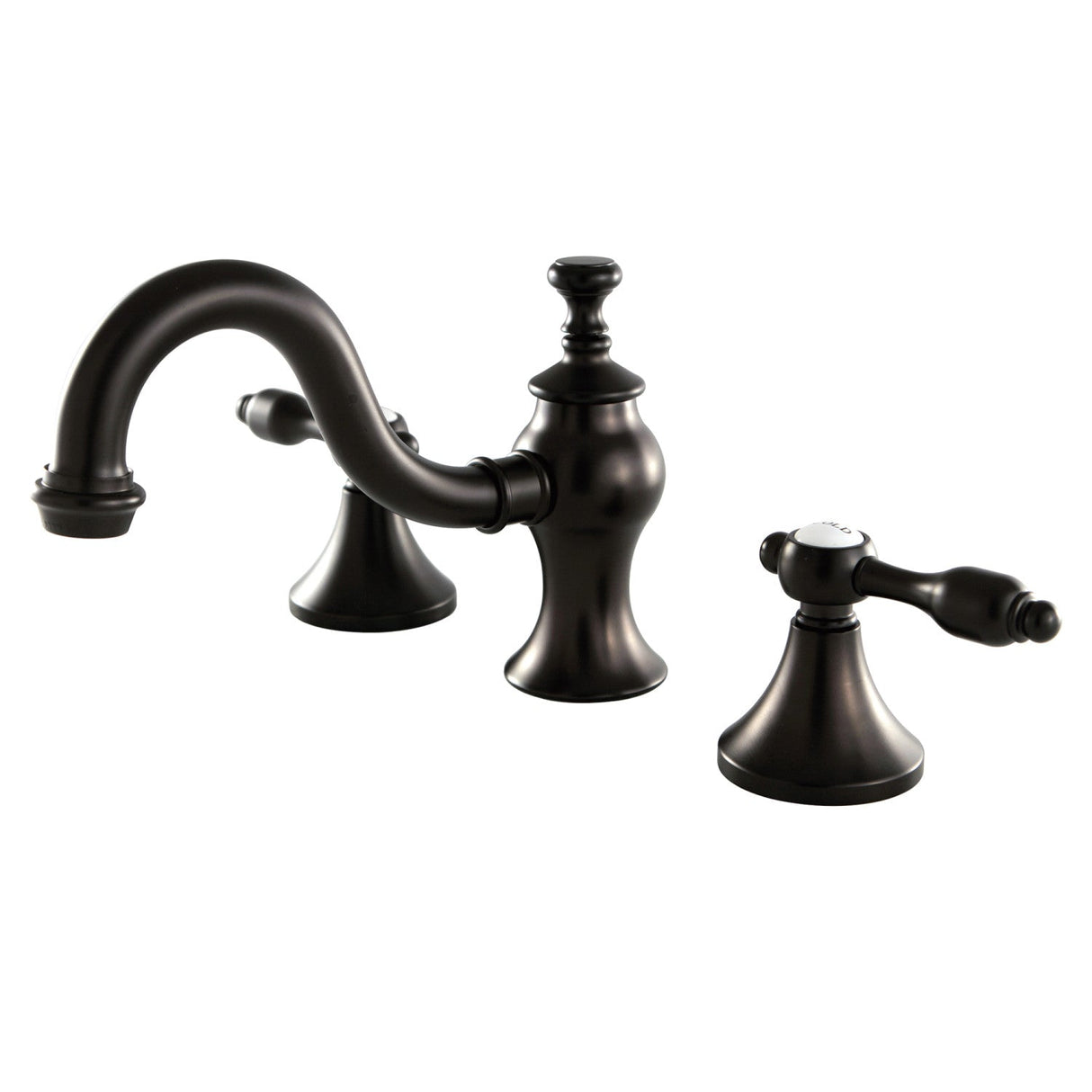 Tudor KC7165TAL Two-Handle 3-Hole Deck Mount Widespread Bathroom Faucet with Brass Pop-Up, Oil Rubbed Bronze