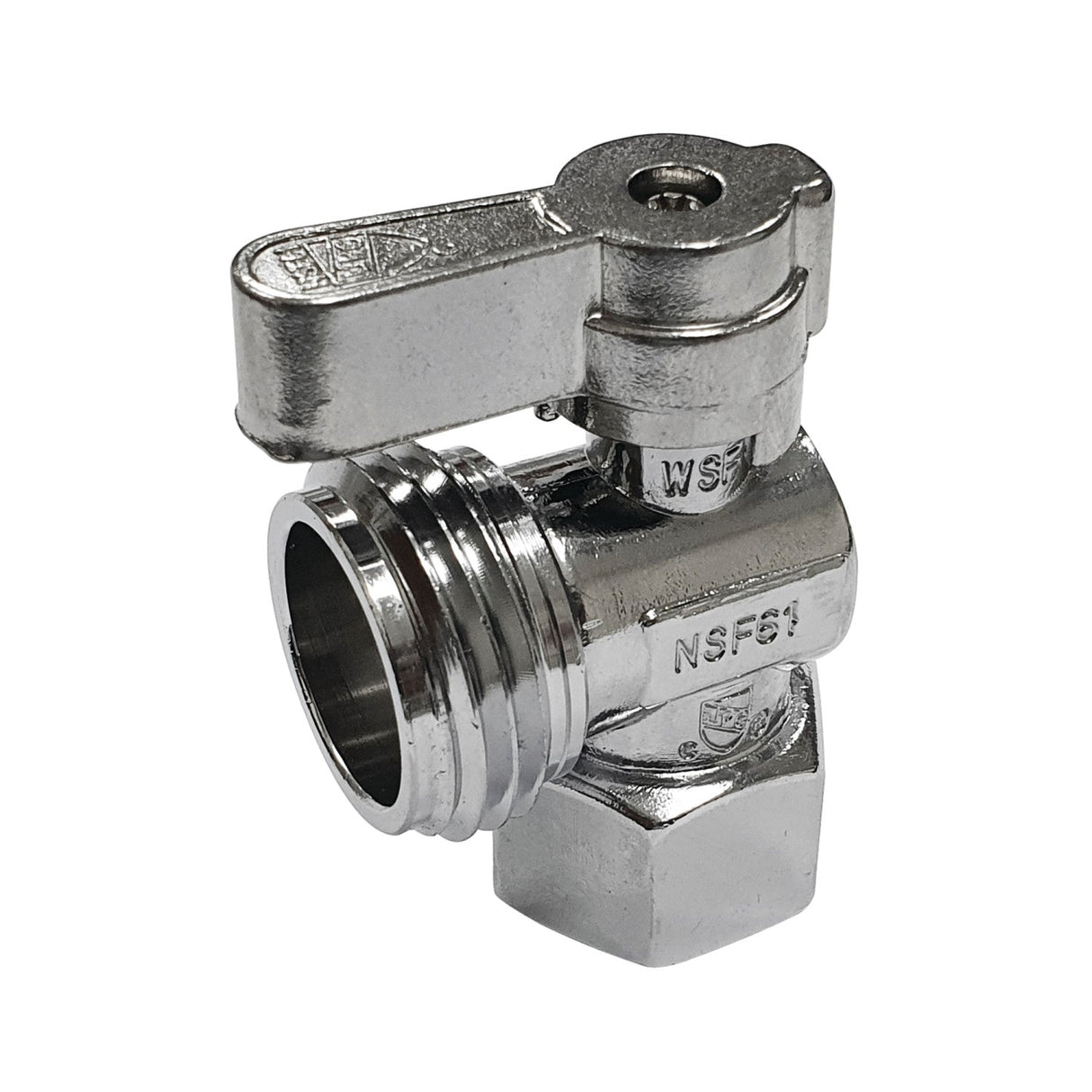 KF1300 1/2-Inch FIP x 3/4-Inch Hose Thread Quarter-Turn Angle Stop Valve, Polished Chrome
