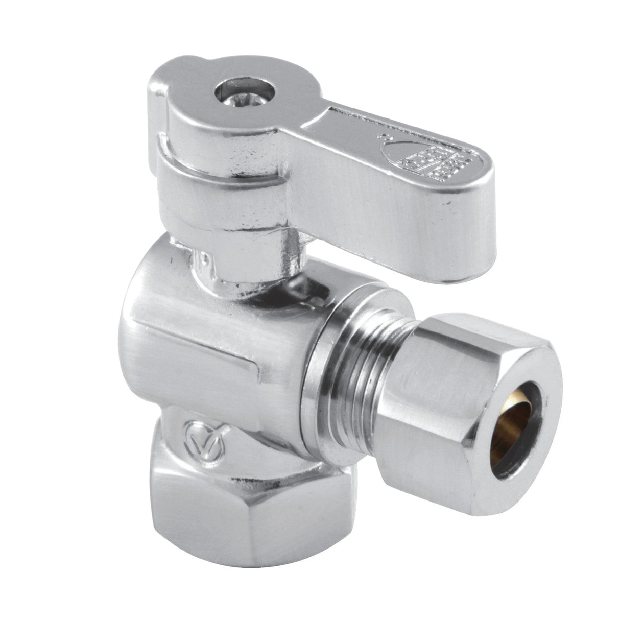 KF3310 3/8-Inch FIP x 3/8-Inch OD Comp Quarter-Turn Angle Stop Valve, Polished Chrome