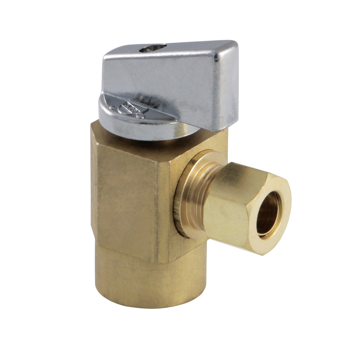 Columbia KF43104CTL 1/2-Inch FIP x 3/8-Inch OD Comp Quarter-Turn Angle Stop Valve, Raw Brass
