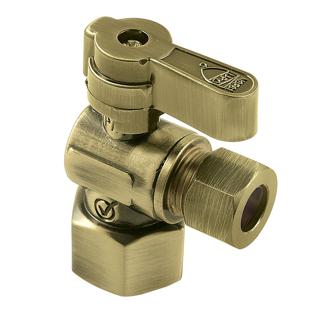 Baseline KF4310AB 1/2-Inch FIP x 3/8-Inch OD Comp Quarter-Turn Angle Stop Valve, Antique Brass