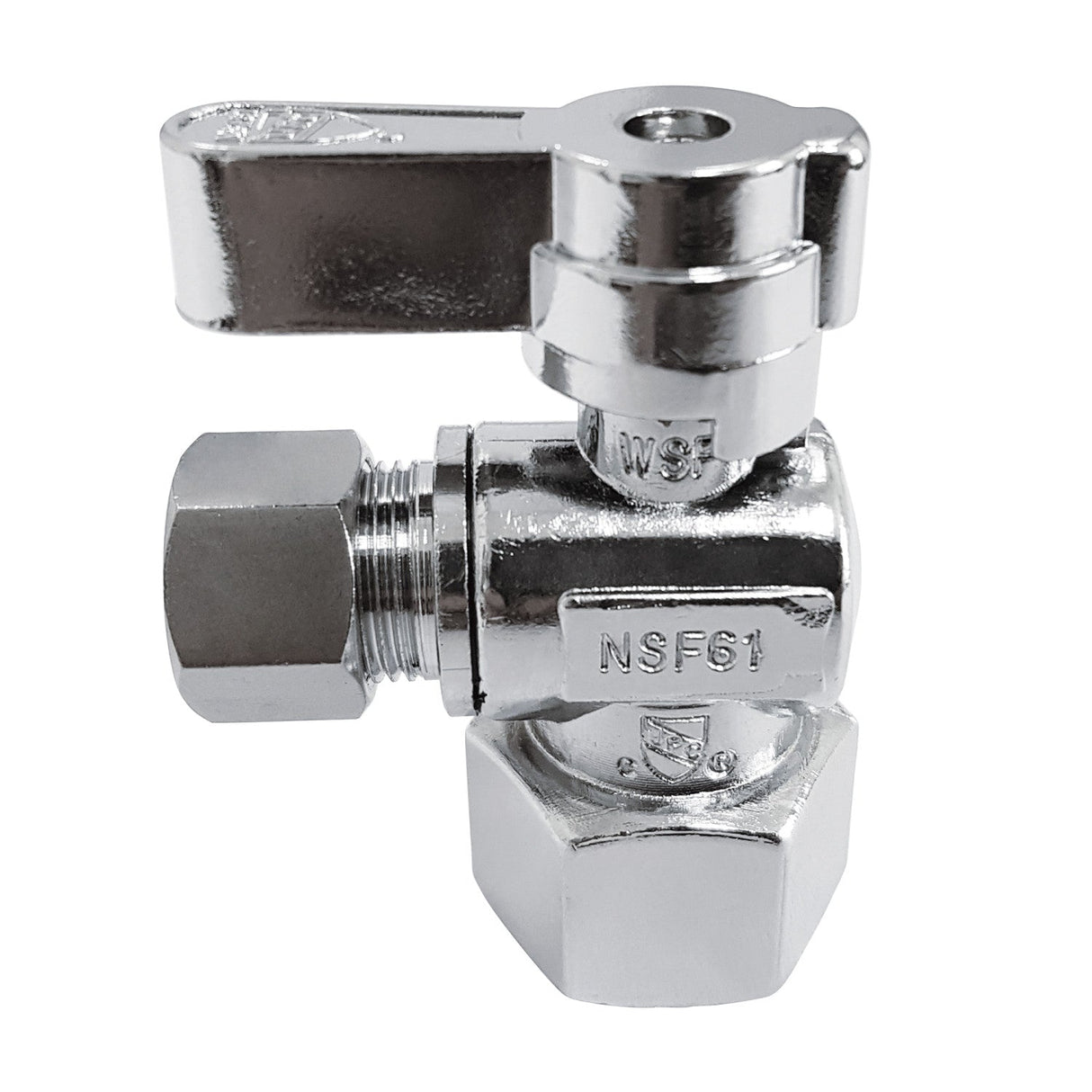 Baseline KF4310 1/2-Inch FIP x 3/8-Inch OD Comp Quarter-Turn Angle Stop Valve, Polished Chrome