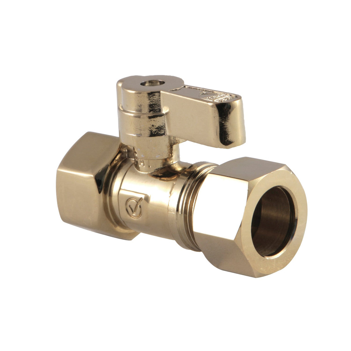 KF4515PB 1/2-Inch FIP x 5/8-Inch OD Comp Quarter-Turn Straight Stop Valve, Polished Brass