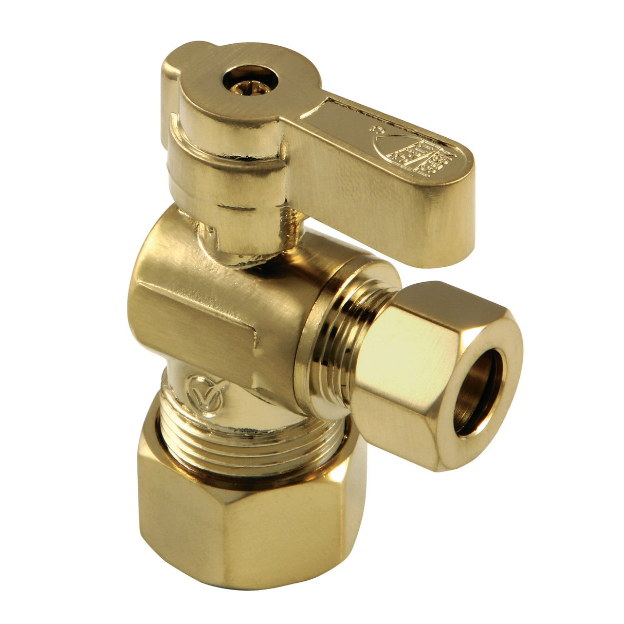 Baseline KF5330BB 5/8-Inch OD Comp x 3/8-Inch OD Comp Quarter-Turn Angle Stop Valve, Brushed Brass