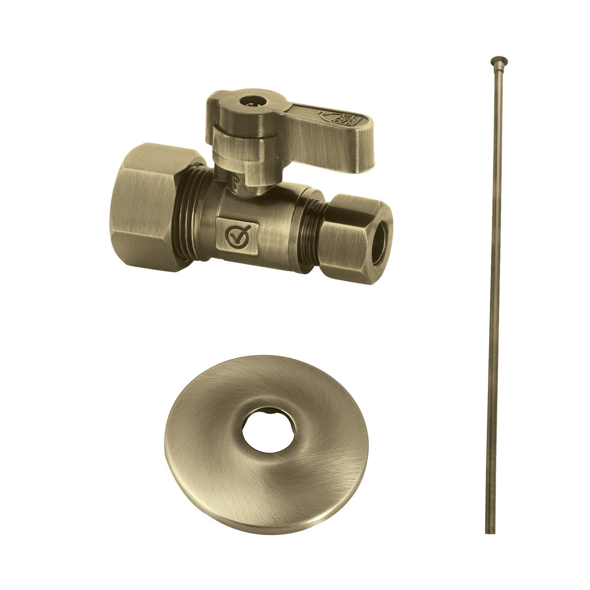 Trimscape KF53353TKF20 Toilet Supply Kit, 5/8" OD x 3/8" OD Comp Straight Valve, Antique Brass