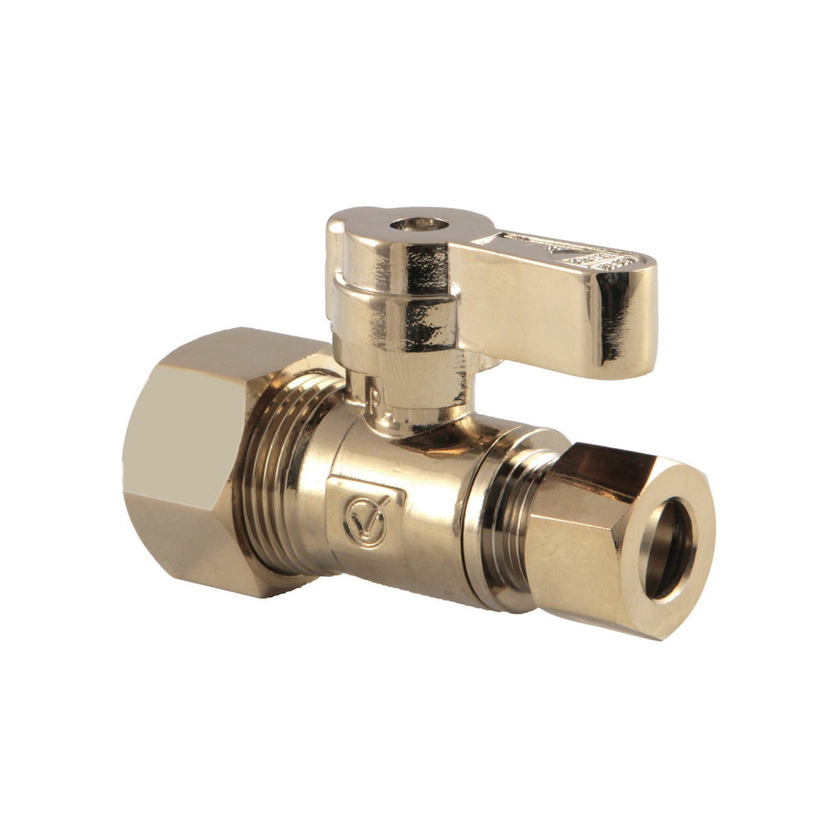 Baseline KF5335PB 5/8-Inch OD Comp x 3/8-Inch OD Comp Quarter-Turn Straight Stop Valve, Polished Brass