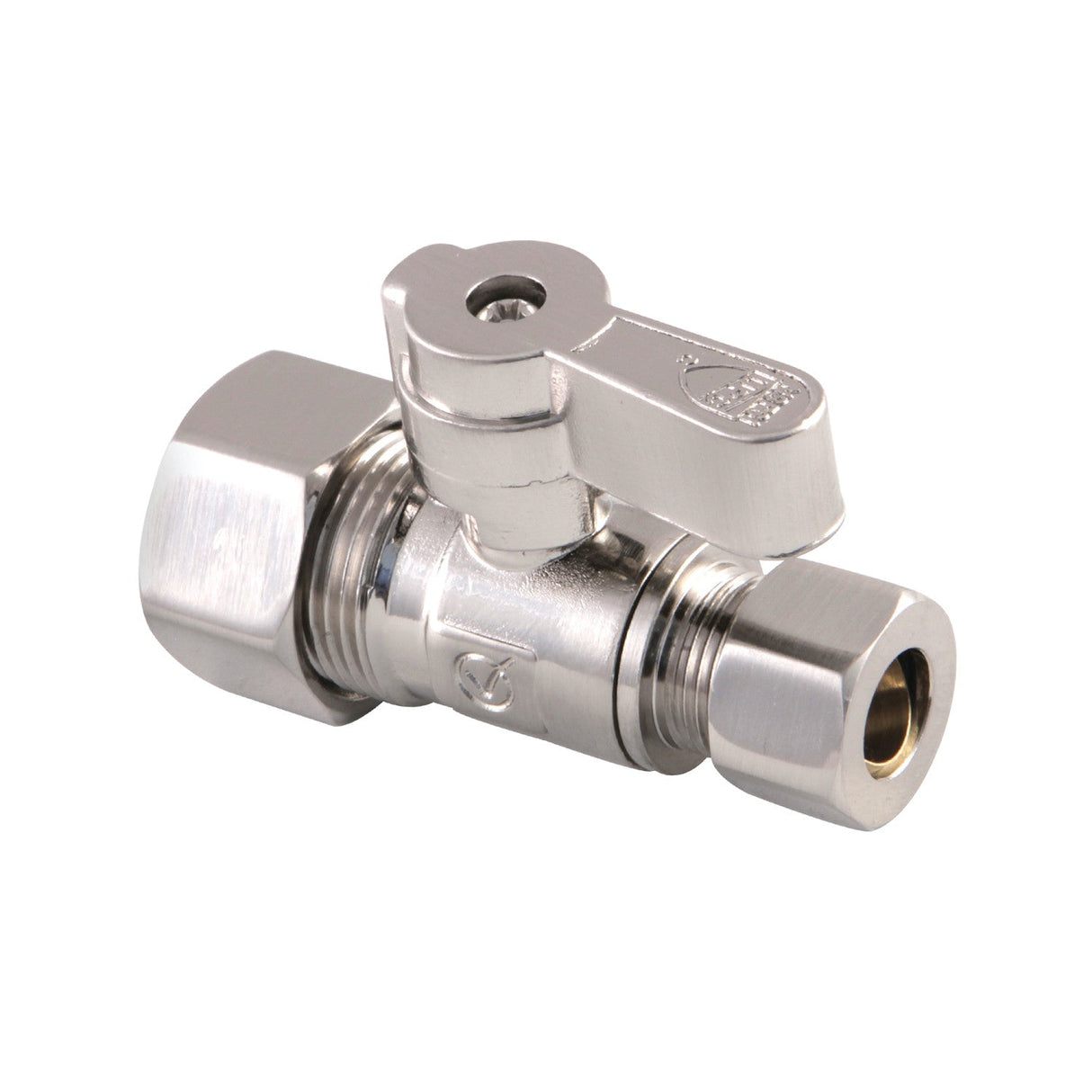 Baseline KF5335SN 5/8-Inch OD Comp x 3/8-Inch OD Comp Quarter-Turn Straight Stop Valve, Brushed Nickel