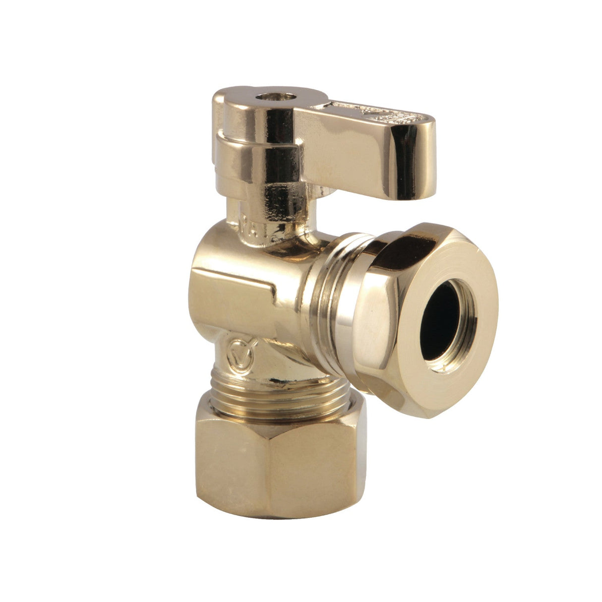 KF5430PB 5/8-Inch OD Comp x 1/2 or 7/16-Inch Slip Joint Quarter-Turn Angle Stop Valve, Polished Brass