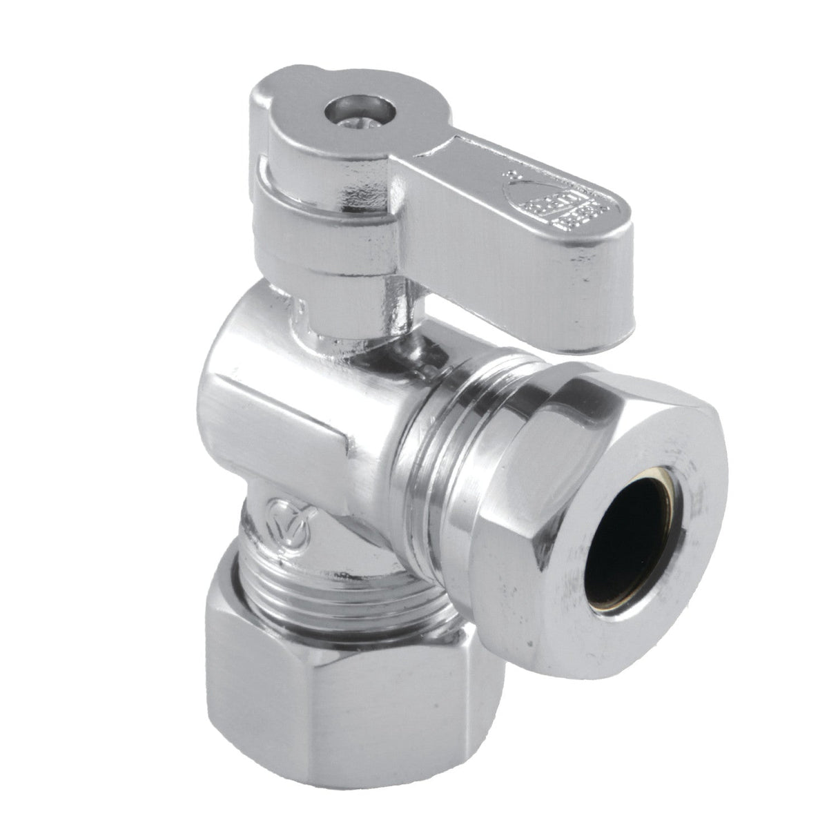 KF5430 5/8-Inch OD Comp x 1/2 or 7/16-Inch Slip Joint Quarter-Turn Angle Stop Valve, Polished Chrome