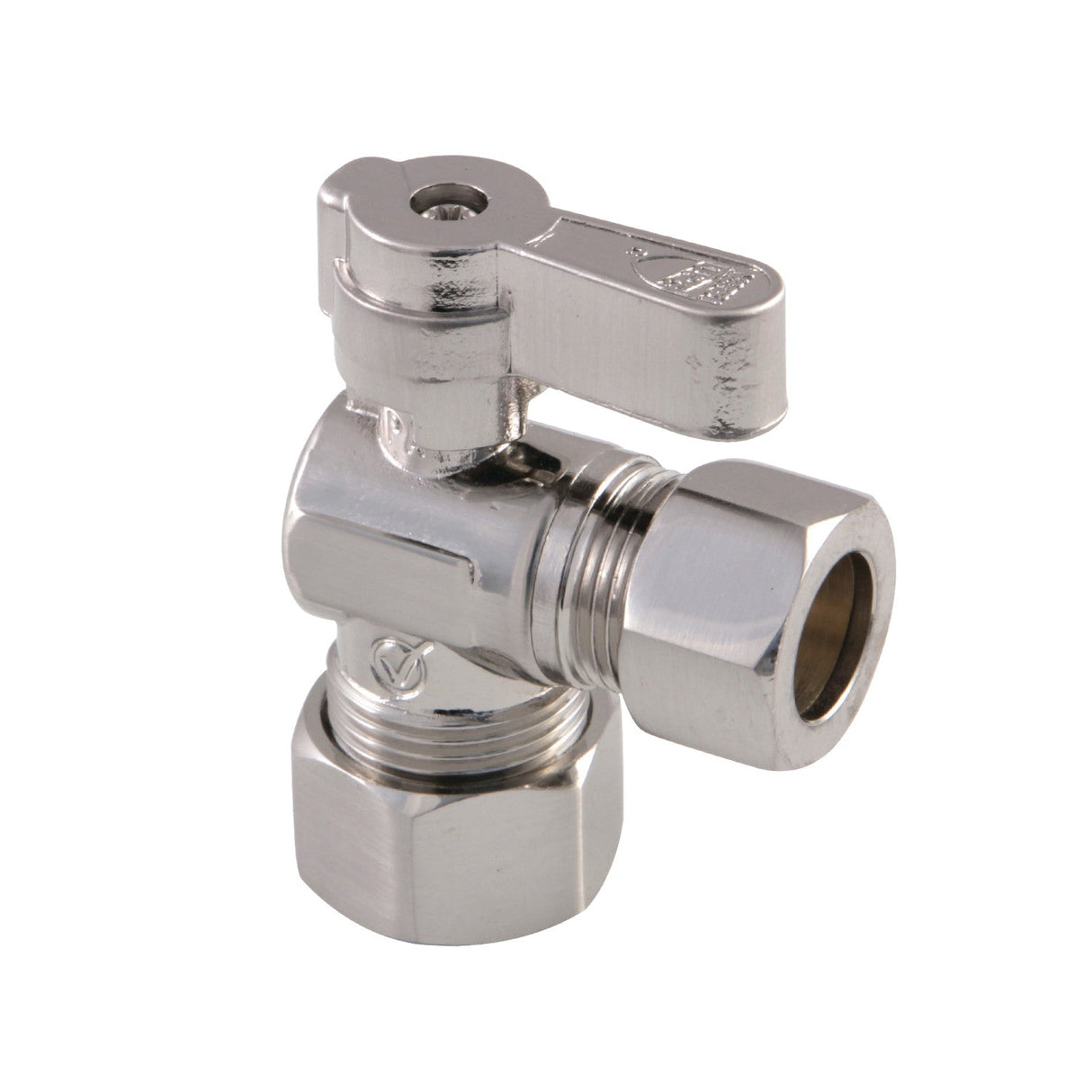 KF5440SN 5/8-Inch OD Comp x 1/2-Inch OD Comp Quarter-Turn Angle Stop Valve, Brushed Nickel