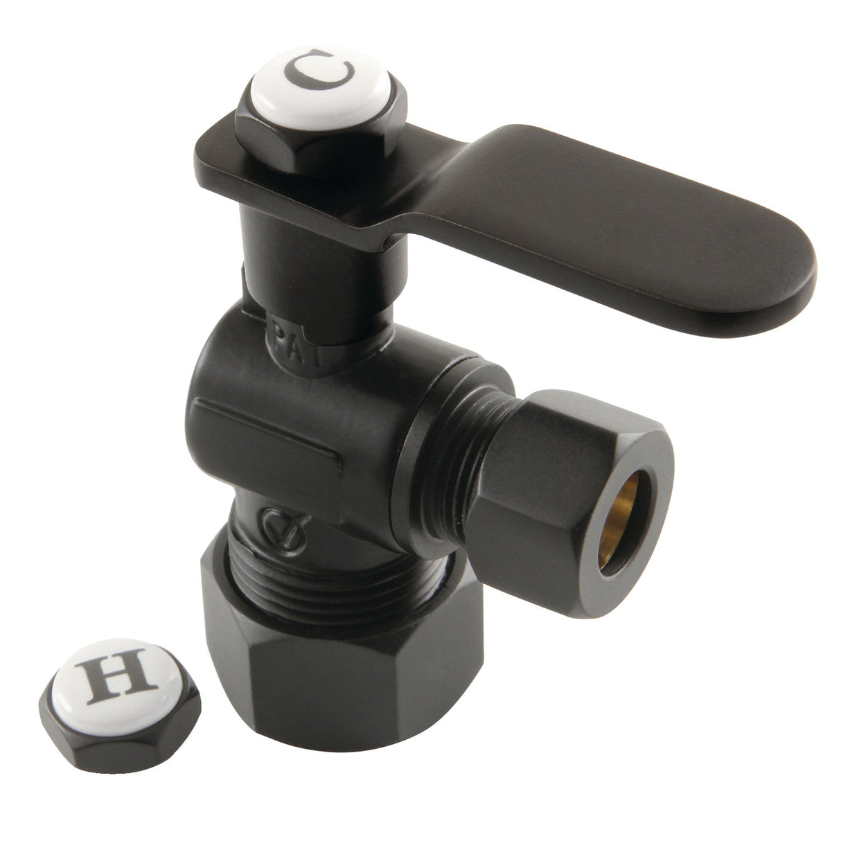 Whitaker KL5330MB 5/8-Inch OD Comp x 3/8-Inch OD Comp Quarter-Turn Angle Stop Valve, Matte Black